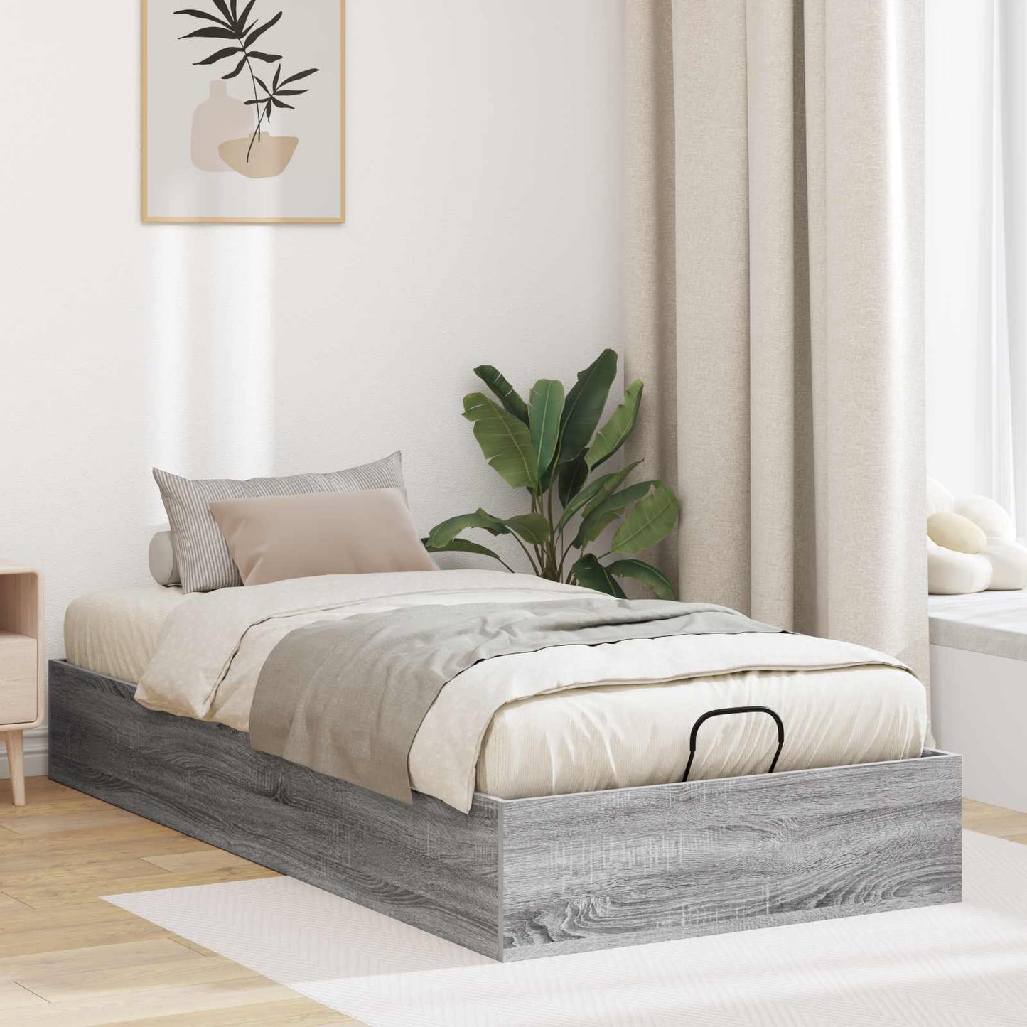 Ottoman Bedframe met opslag Grijze Sonoma 203 x 90 x 25 cm is nu te koop bij PeponiXL, paradijselijk wonen!