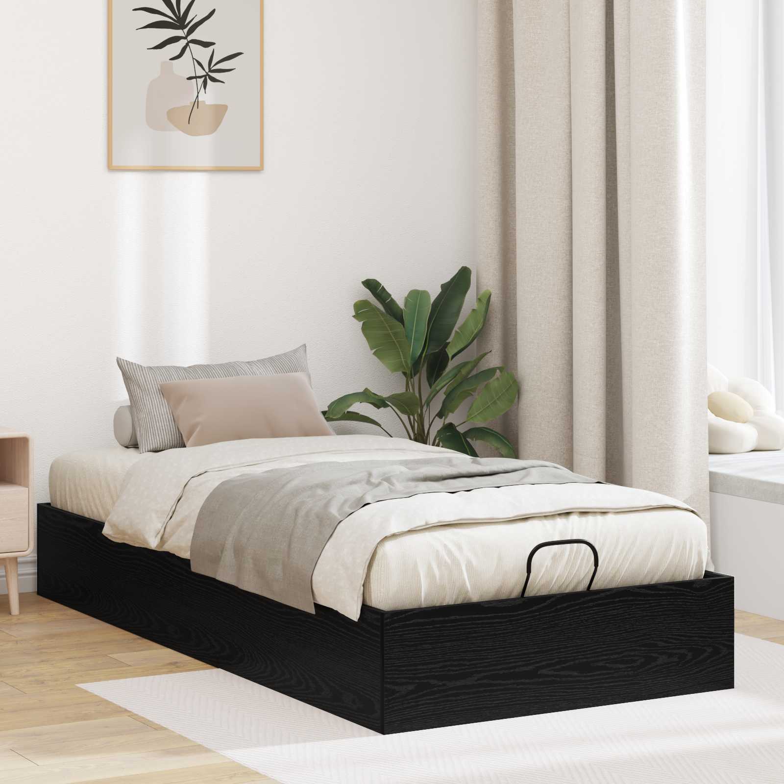 Ottoman Bedframe Zwarte Eik 80,5 x 200 cm Geconstrueerd hout is nu te koop bij PeponiXL, paradijselijk wonen!