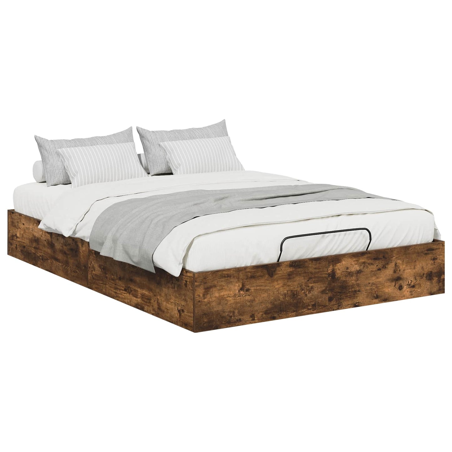Ottoman Bedframe met opslag Gerookte Eik 193 x 140 x 25 cm is nu te koop bij PeponiXL, paradijselijk wonen!
