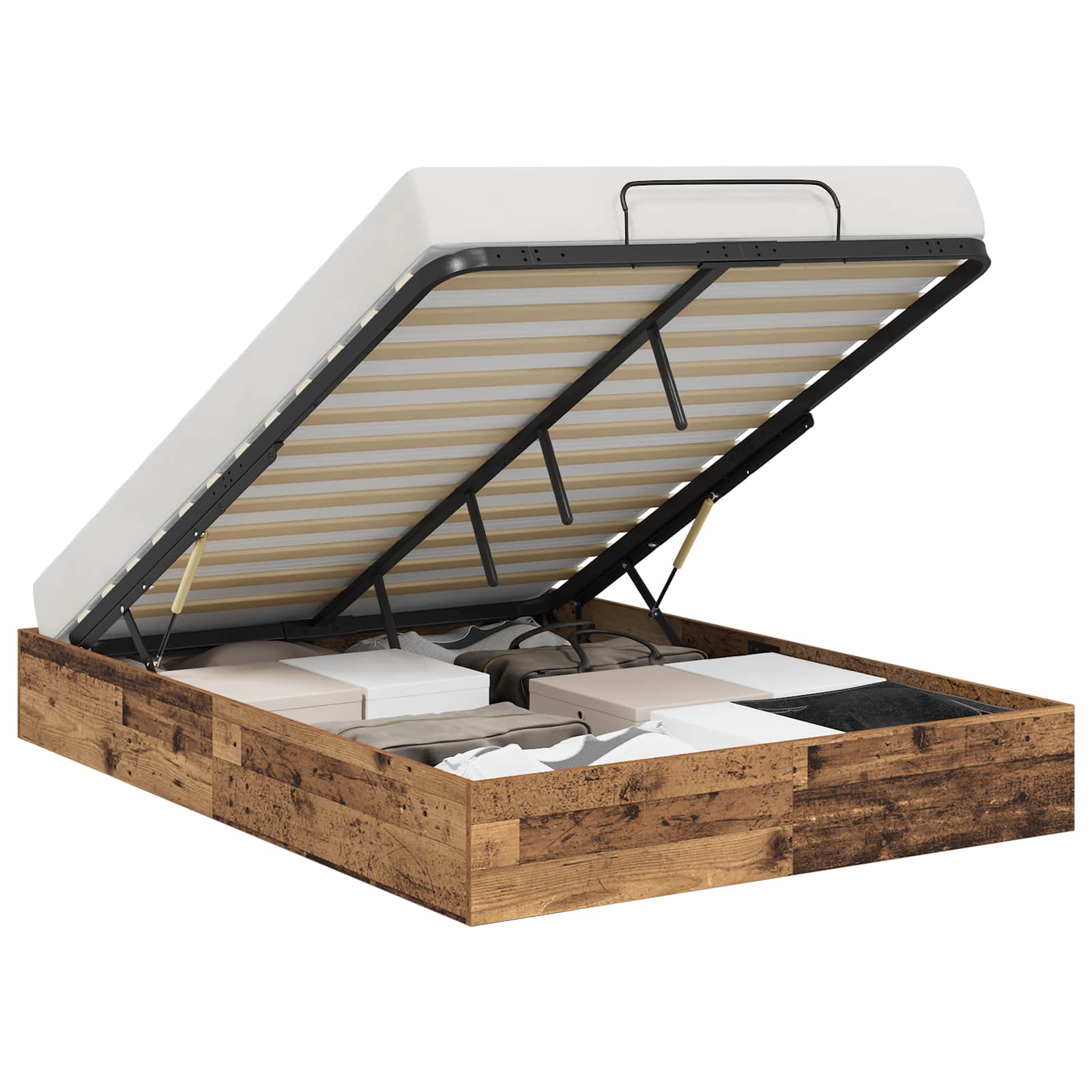 Ottoman Bedframe Oudhout 193 x 140 x 25 cm Geconstrueerd hout is nu te koop bij PeponiXL, paradijselijk wonen!