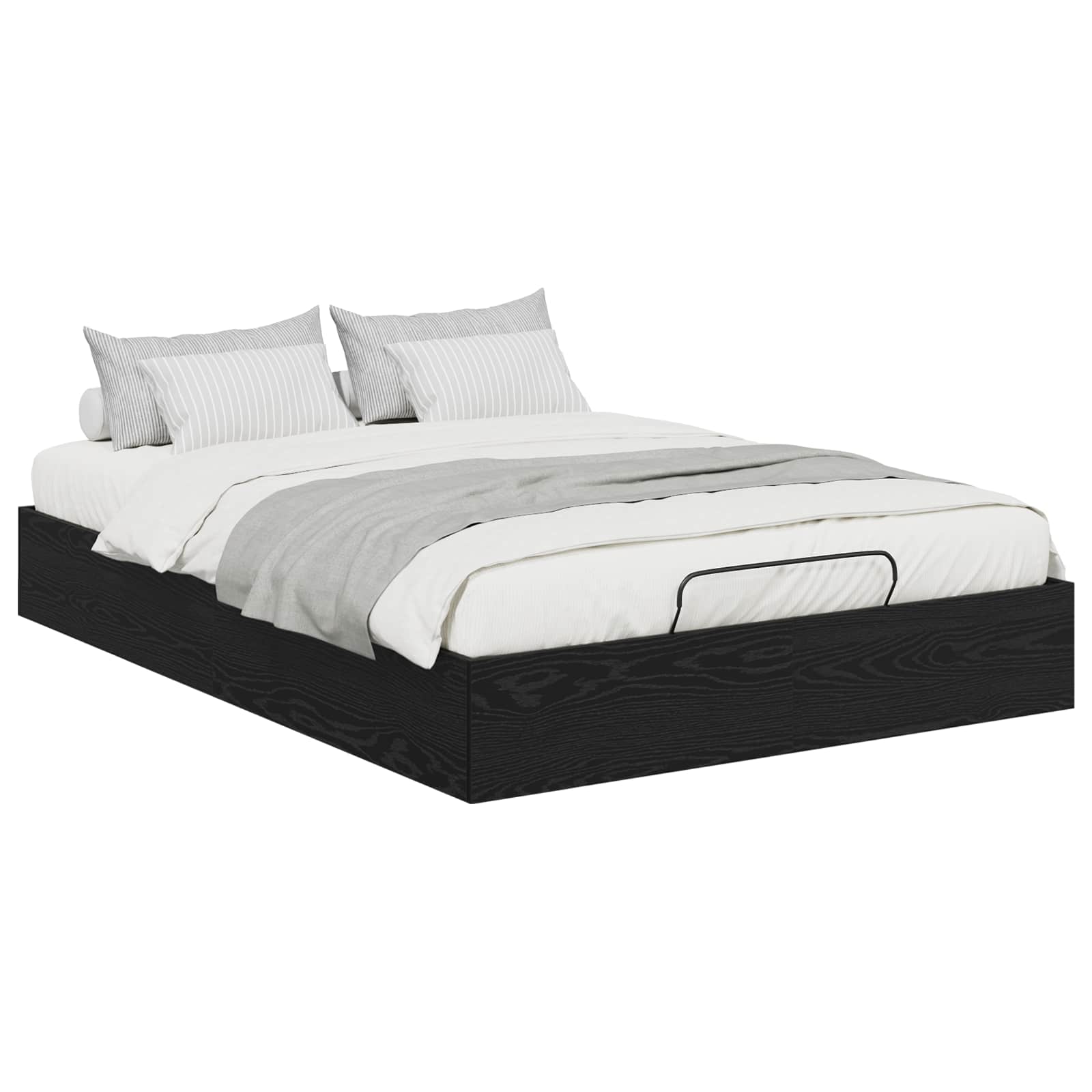 Ottoman Bedframe met opslag Zwarte Eik 193 x 120 x 25 cm is nu te koop bij PeponiXL, paradijselijk wonen!