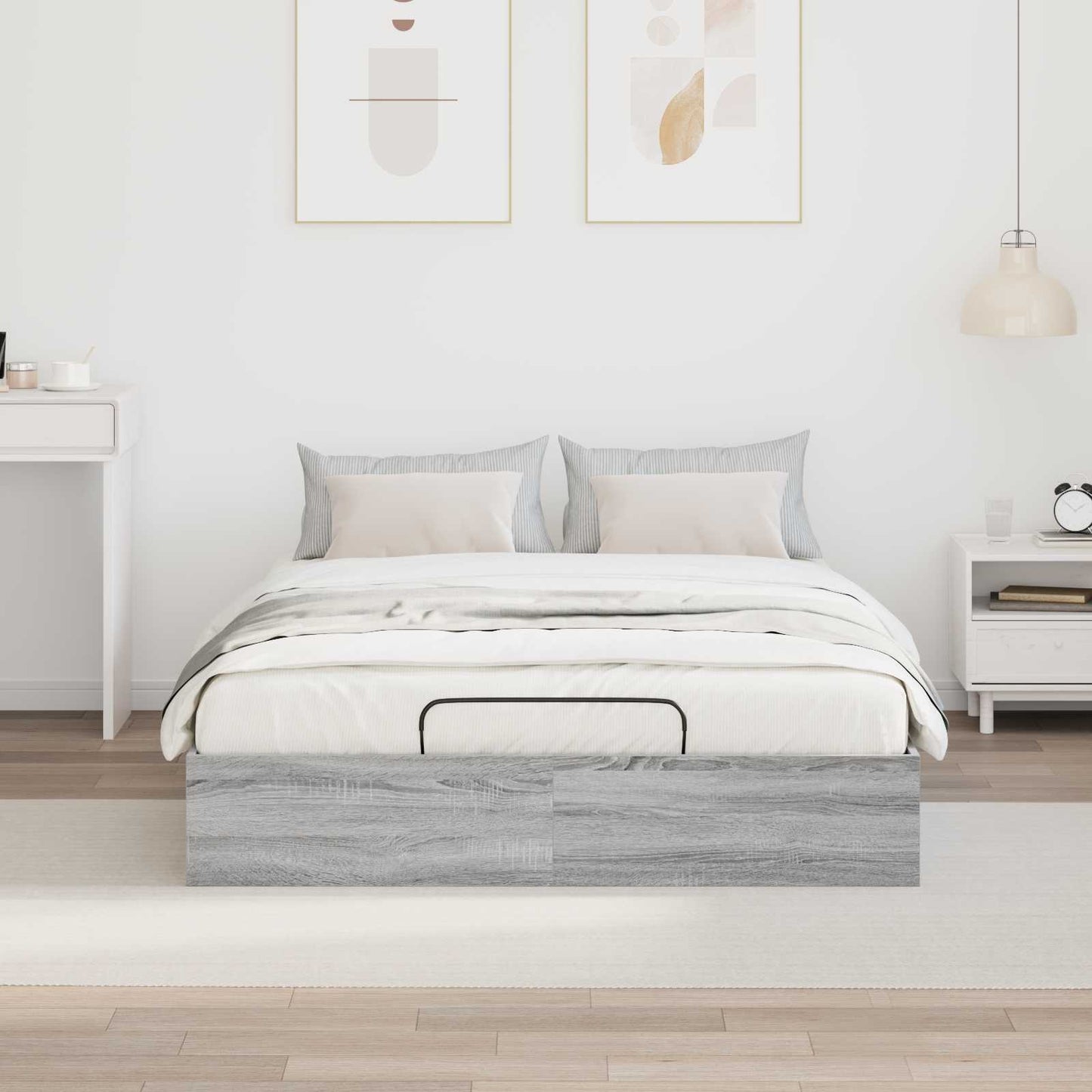 Ottoman Bedframe met opslag Grijze Sonoma 193 x 120 x 25 cm is nu te koop bij PeponiXL, paradijselijk wonen!