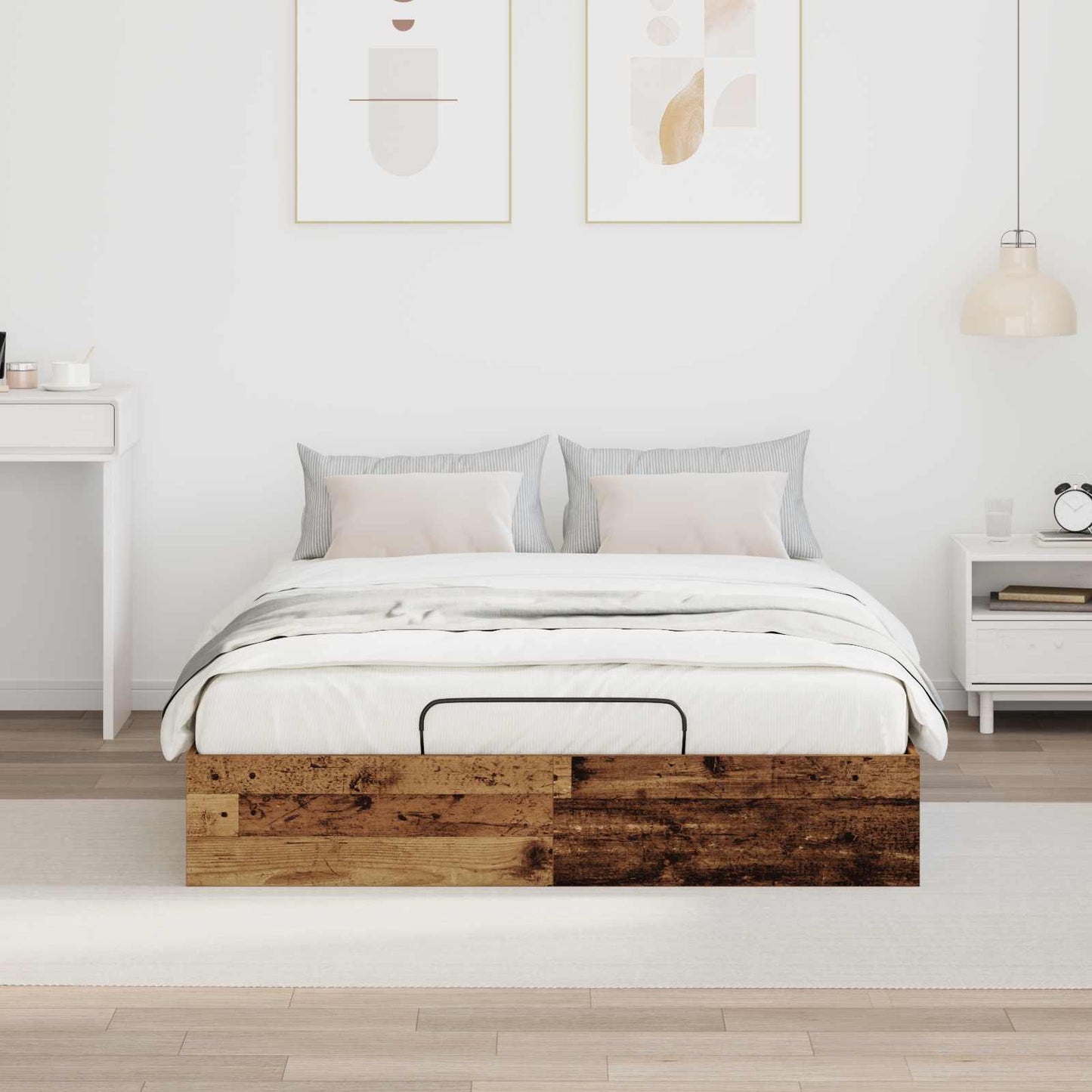 Ottoman Bedframe Oudhout 193 x 120 x 25 cm Geconstrueerd hout is nu te koop bij PeponiXL, paradijselijk wonen!