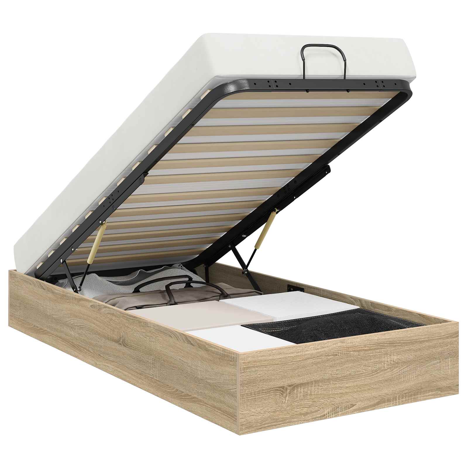 Ottoman Bedframe Sonoma Eiken 75,5 x 190 cm Geconstrueerd hout is nu te koop bij PeponiXL, paradijselijk wonen!