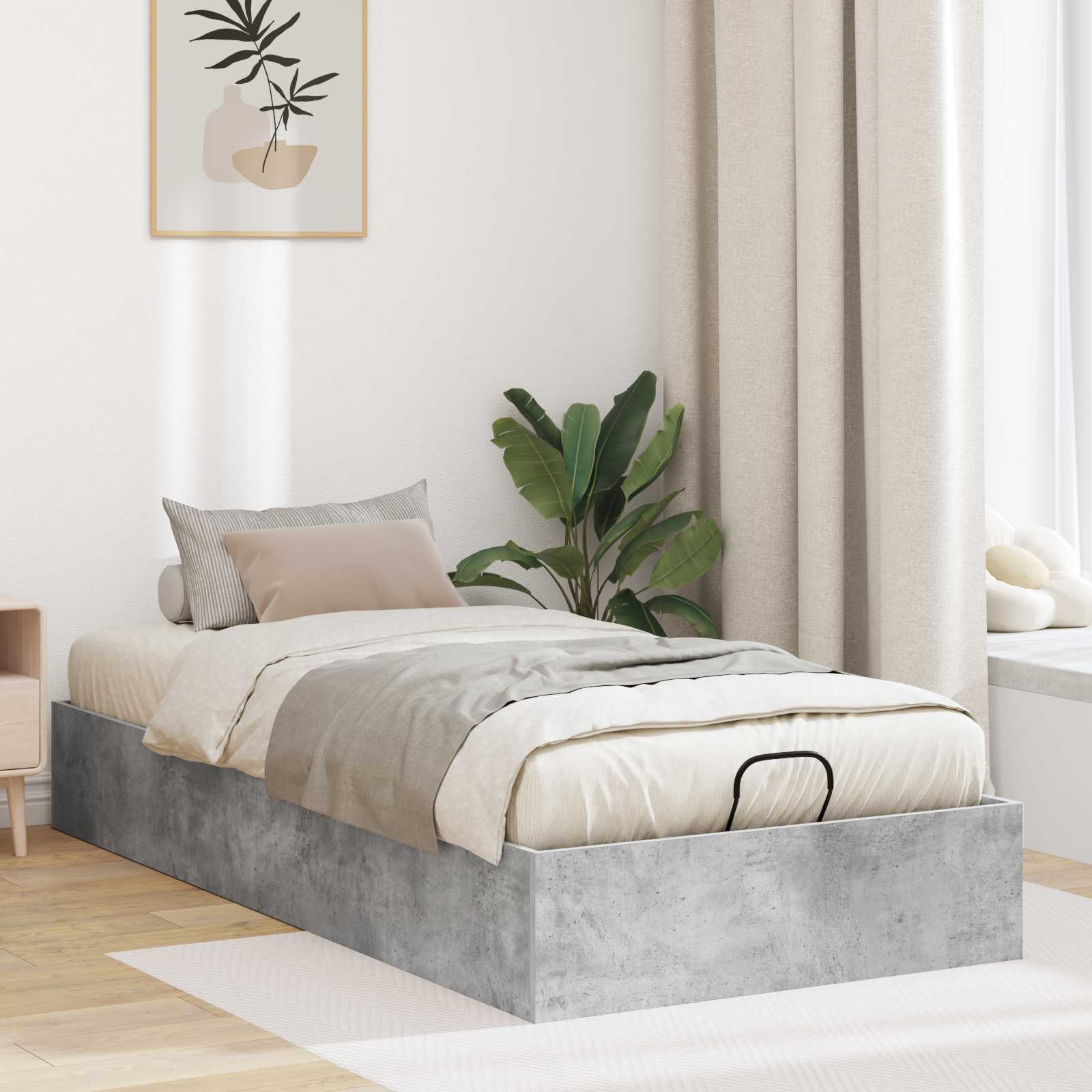 Ottoman Bedframe Beton Grijs 75,5 x 190 cm Geconstrueerd hout is nu te koop bij PeponiXL, paradijselijk wonen!