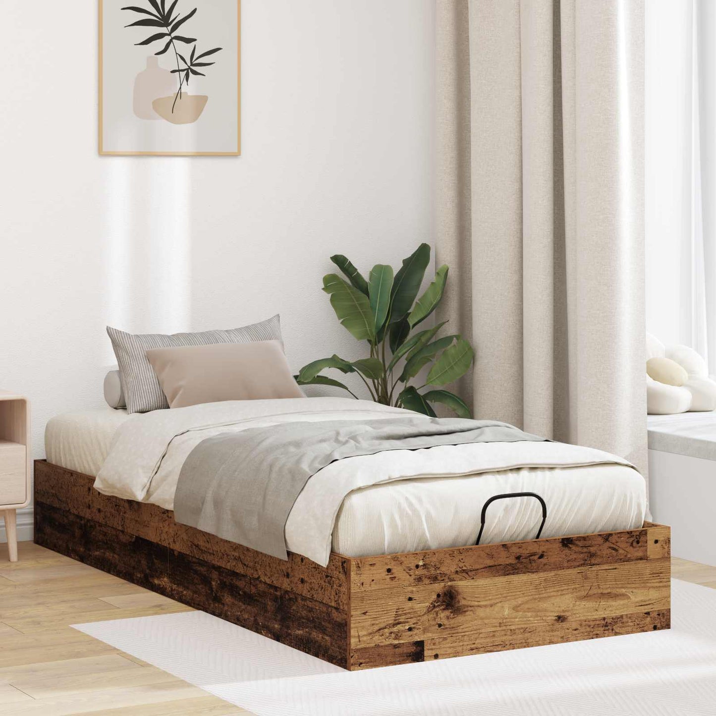 Ottoman Bedframe Oudhout 75,5 x 190 cm Geconstrueerd hout is nu te koop bij PeponiXL, paradijselijk wonen!