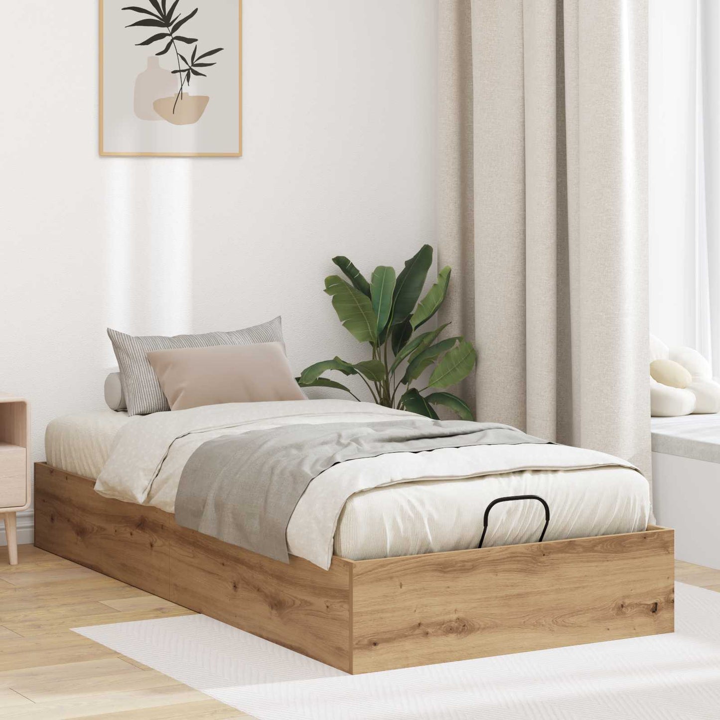 Ottoman Bedframe Artisan Eik 75,5 x 190 cm Geconstrueerd hout is nu te koop bij PeponiXL, paradijselijk wonen!