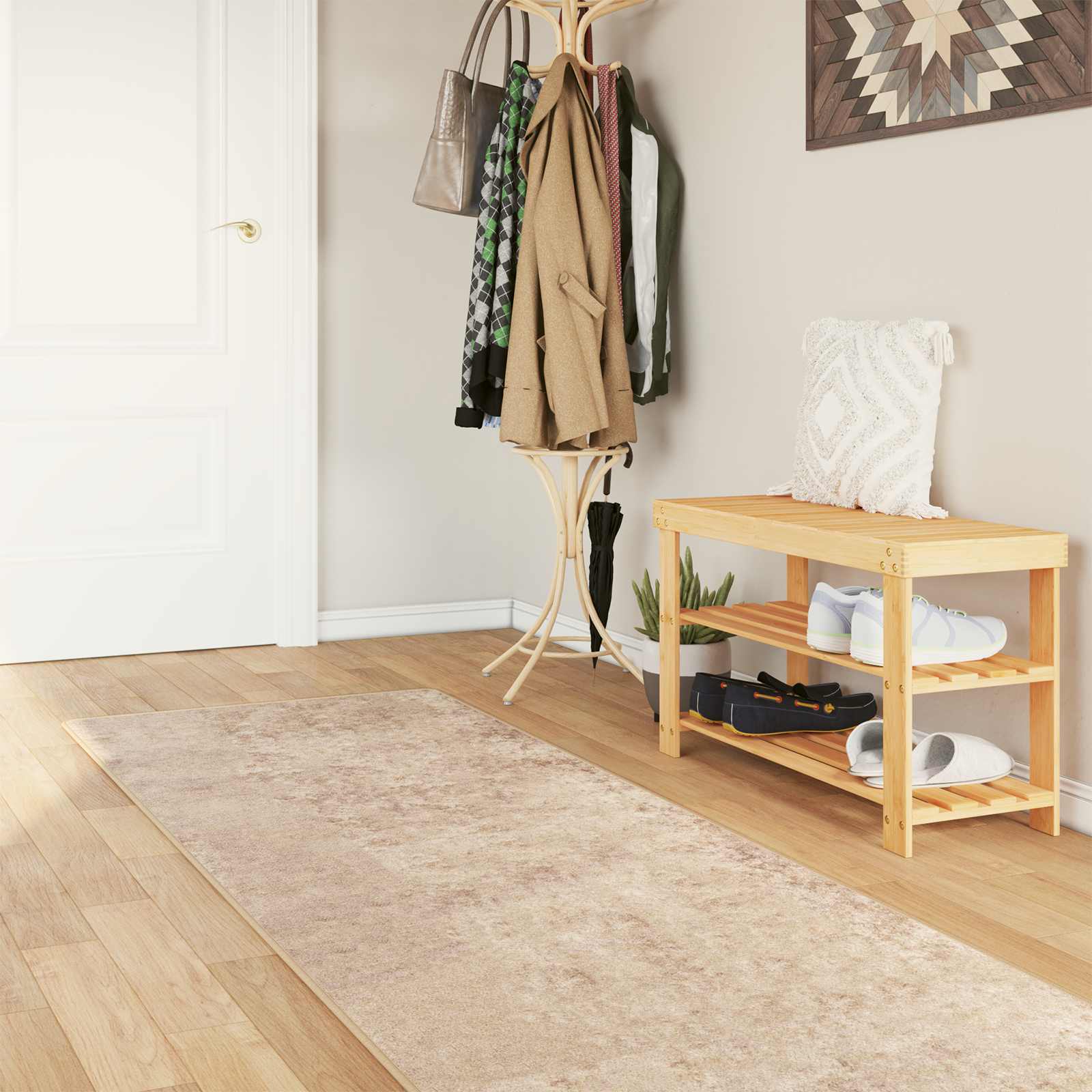 Vloerkleedloper MARSA Beige 100 x 300 cm Polyester en PVC is nu te koop bij PeponiXL, paradijselijk wonen!