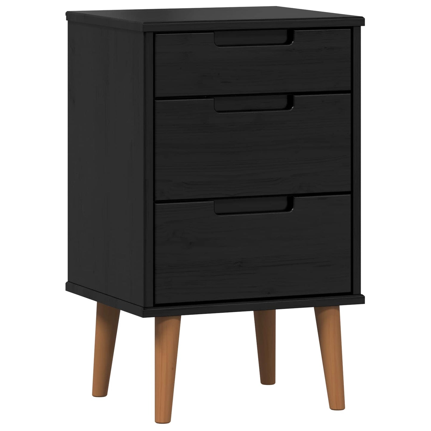 Nachtkastje met lade Zwart 40 x 35 x 65 cm Massief grenenhout is nu te koop bij PeponiXL, paradijselijk wonen!