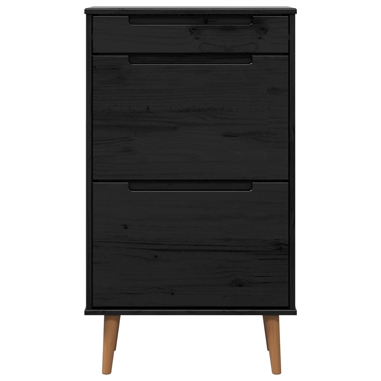 Schoenenkast MOLDE 59,5 x 35 x 103 cm Massief grenenhout Zwart