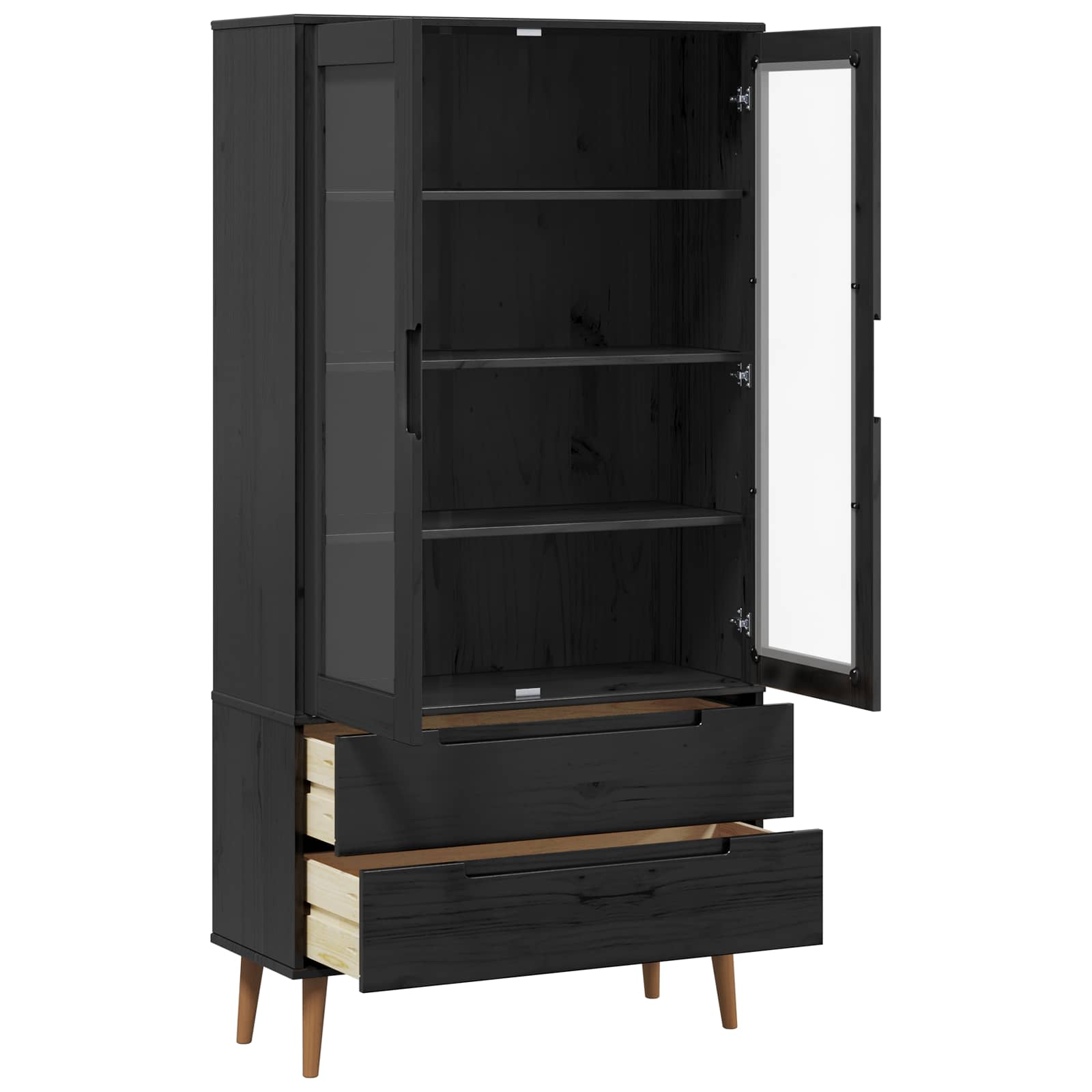 Glazen Display Kast Zwart 90 x 35 x 175 cm is nu te koop bij PeponiXL, paradijselijk wonen!