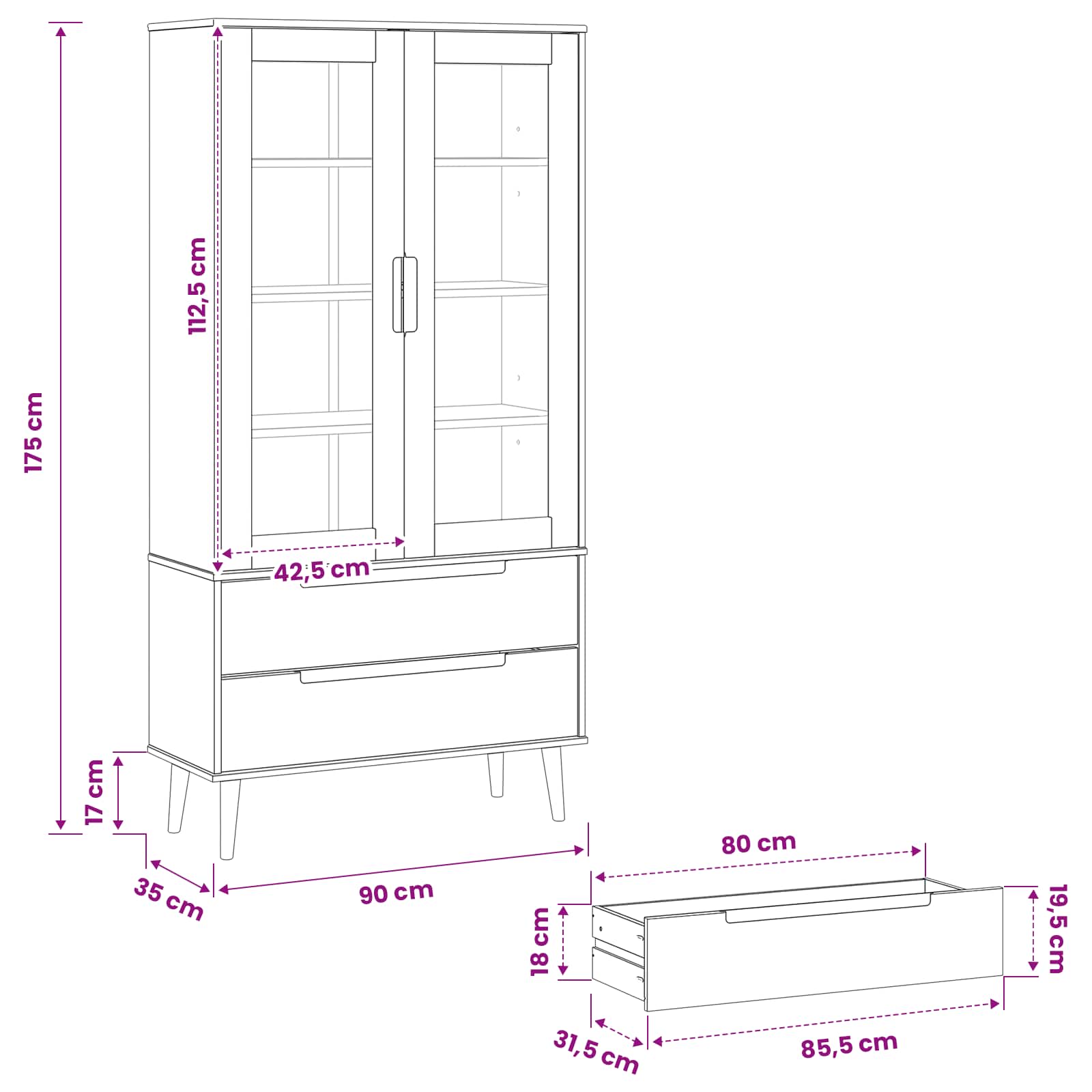 Glazen Display Kast Zwart 90 x 35 x 175 cm is nu te koop bij PeponiXL, paradijselijk wonen!