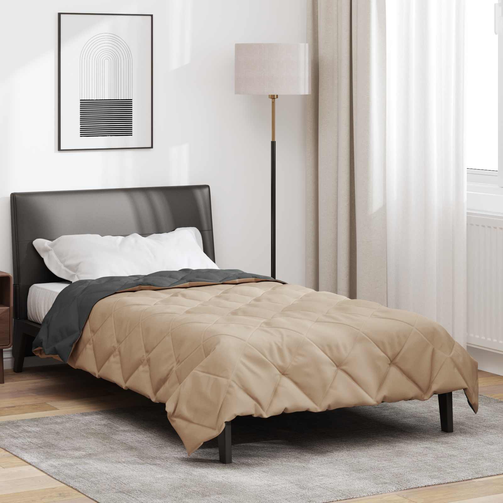 Zomerdekbed Antraciet en Taupe 200 x 140 cm Microfiber is nu te koop bij PeponiXL, paradijselijk wonen!