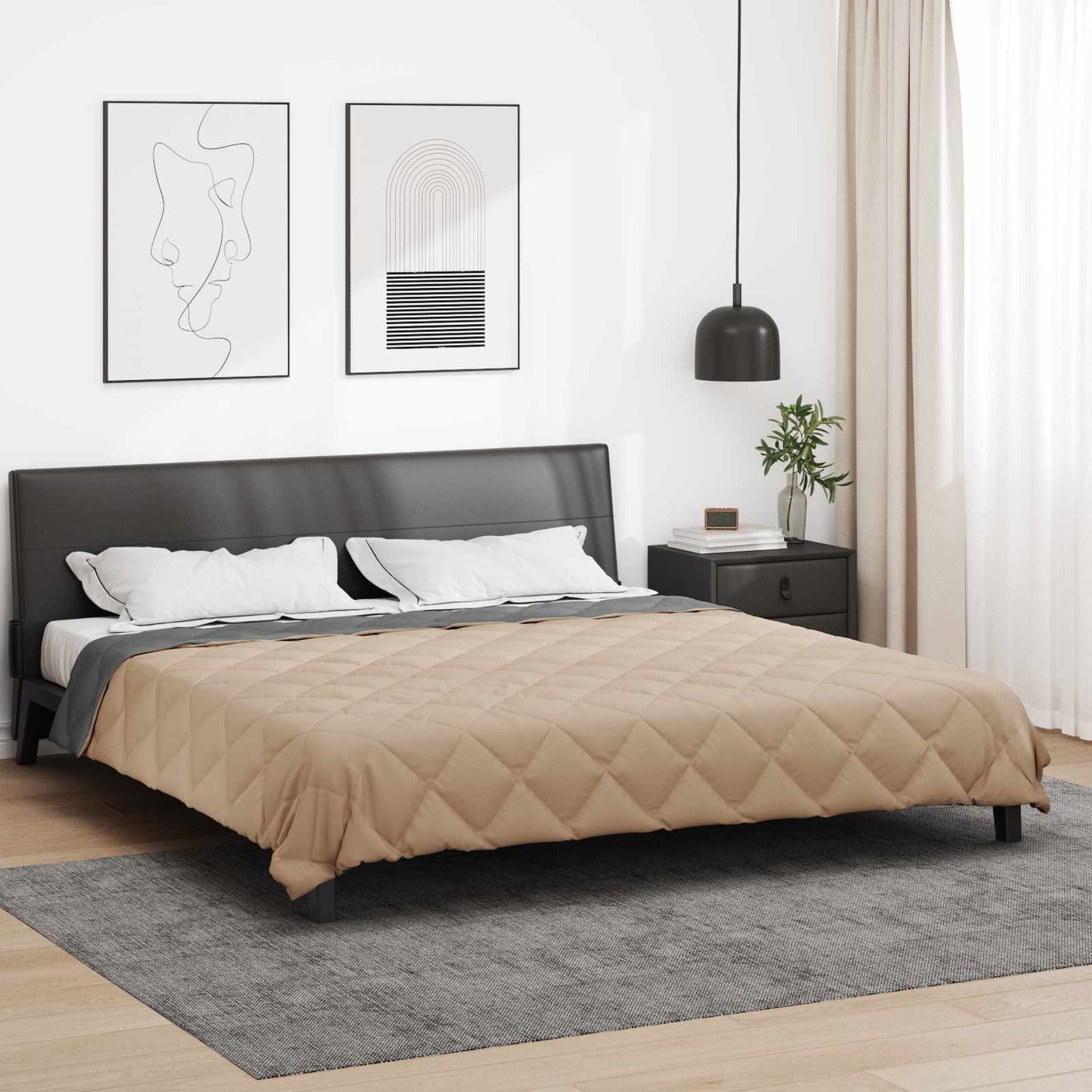 Zomerdekbed Antraciet en Taupe 220 x 240 cm Microfiber is nu te koop bij PeponiXL, paradijselijk wonen!