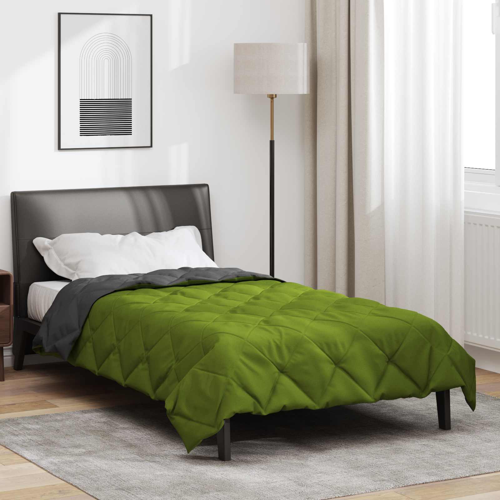 Zomerdekbed Groen en Antraciet 200 x 155 cm Microfiber is nu te koop bij PeponiXL, paradijselijk wonen!