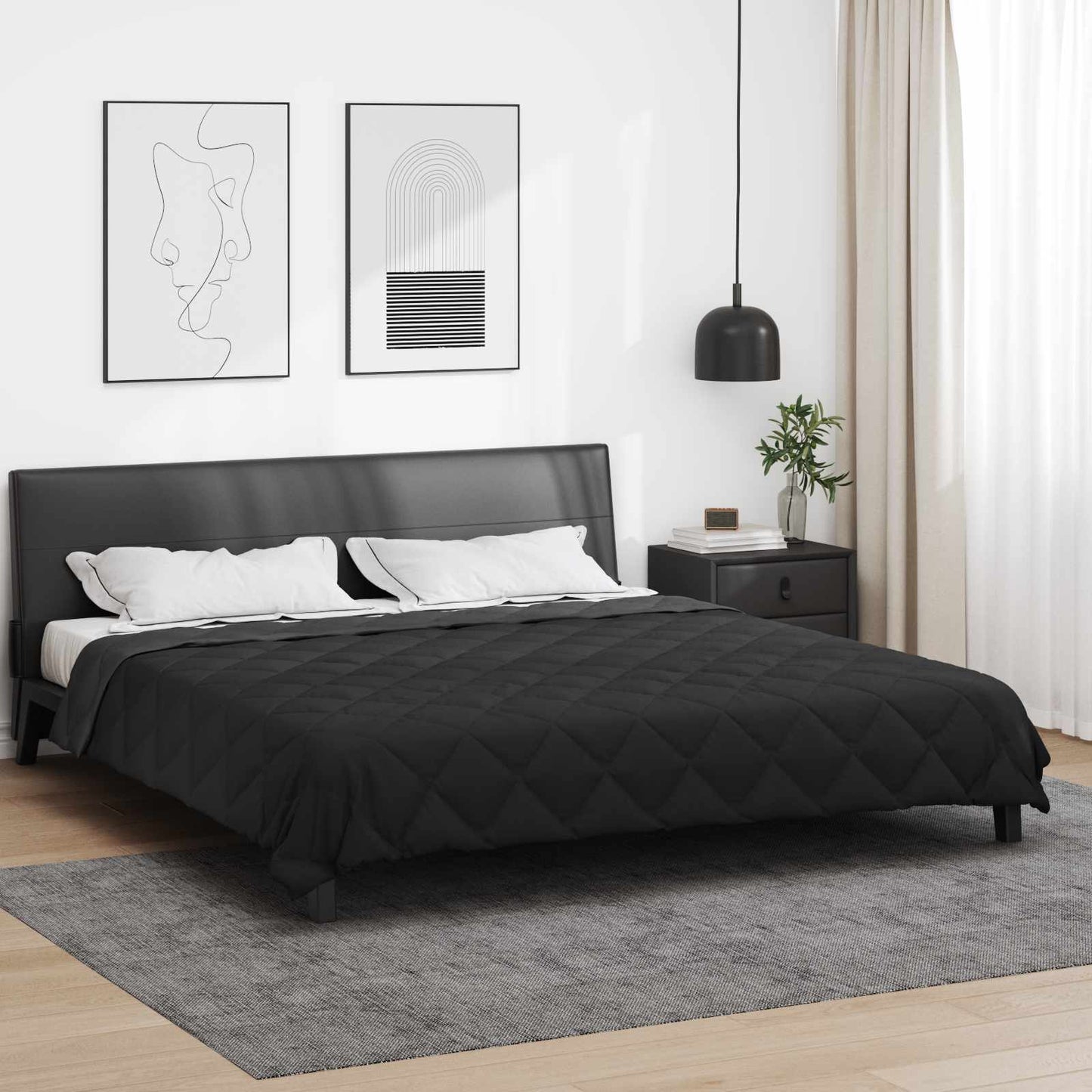 Zomerdekbed Zwart en Anthraciet 220 x 240 cm Microfiber is nu te koop bij PeponiXL, paradijselijk wonen!