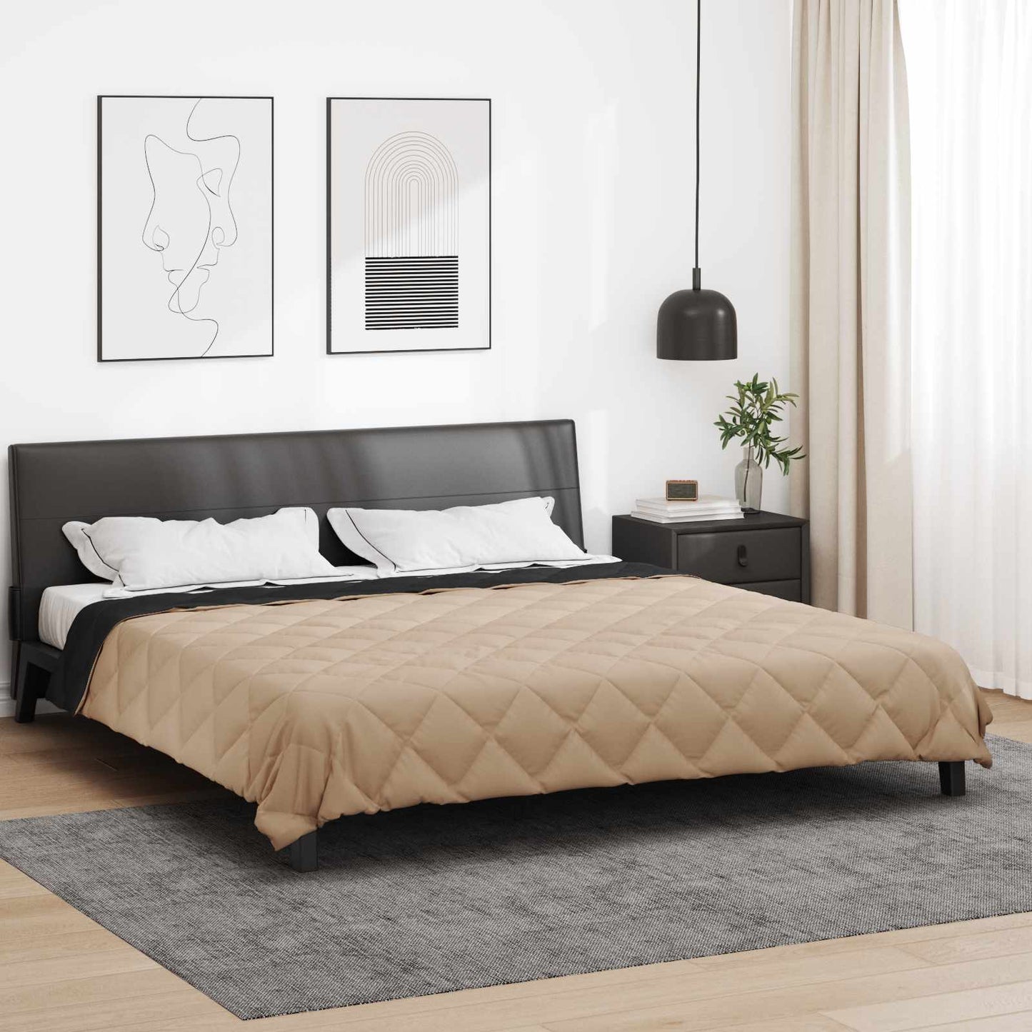 Zomerdekbed Zwart en Taupe 200 x 200 cm Microfiber is nu te koop bij PeponiXL, paradijselijk wonen!