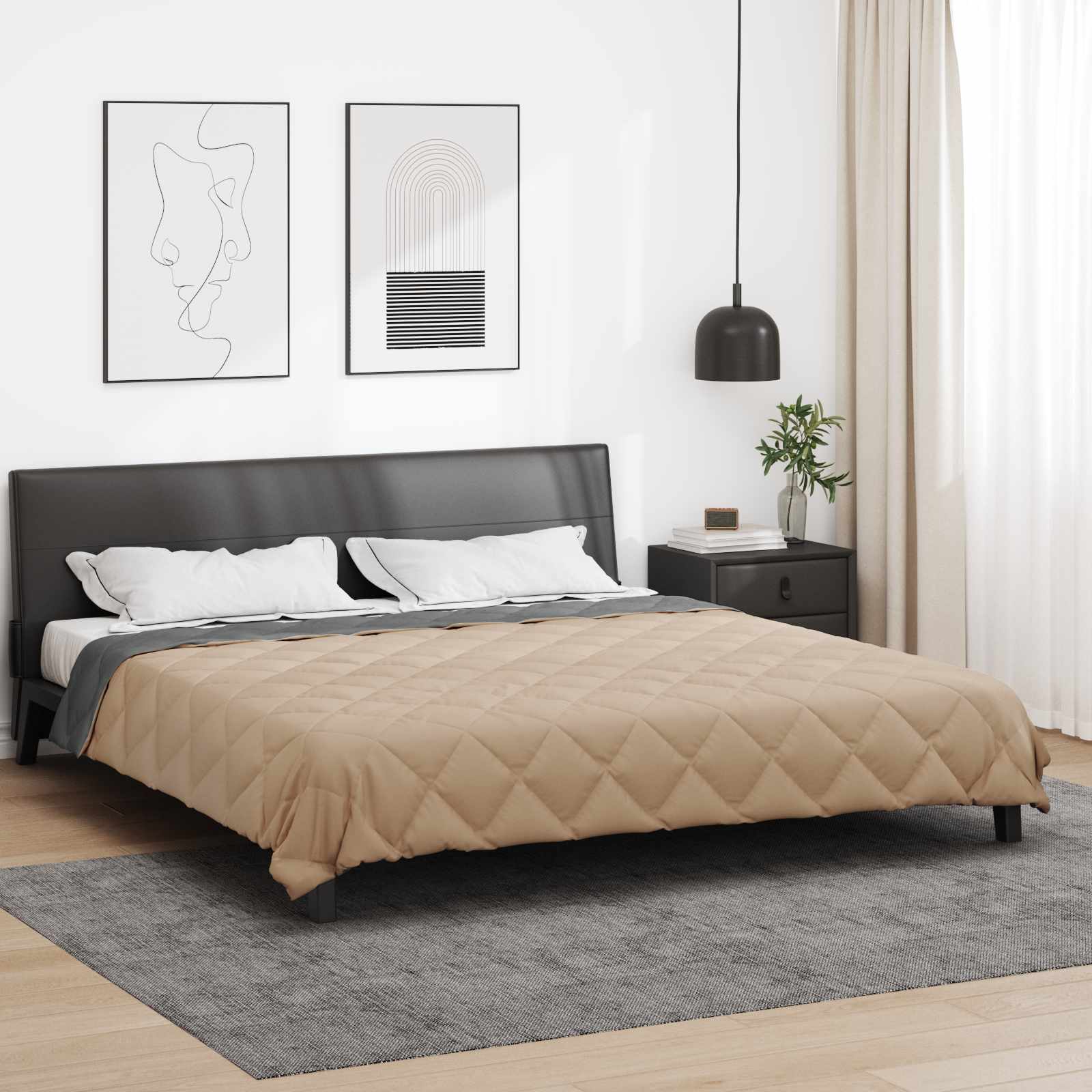 Vol jaar dekbed Antraciet en Taupe 200 x 220 cm Microfiber is nu te koop bij PeponiXL, paradijselijk wonen!