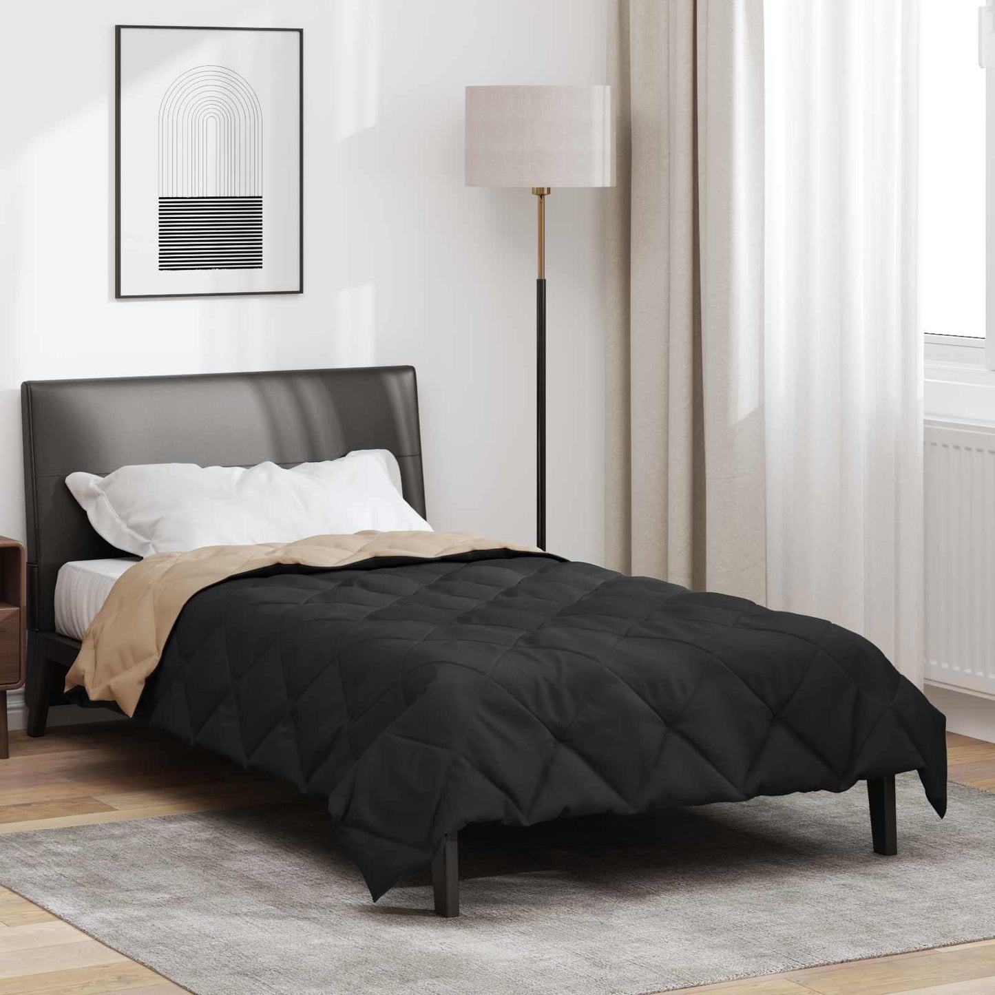 Vol jaar dekbed Zwart en Taupe 140 x 200 cm Microfiber is nu te koop bij PeponiXL, paradijselijk wonen!