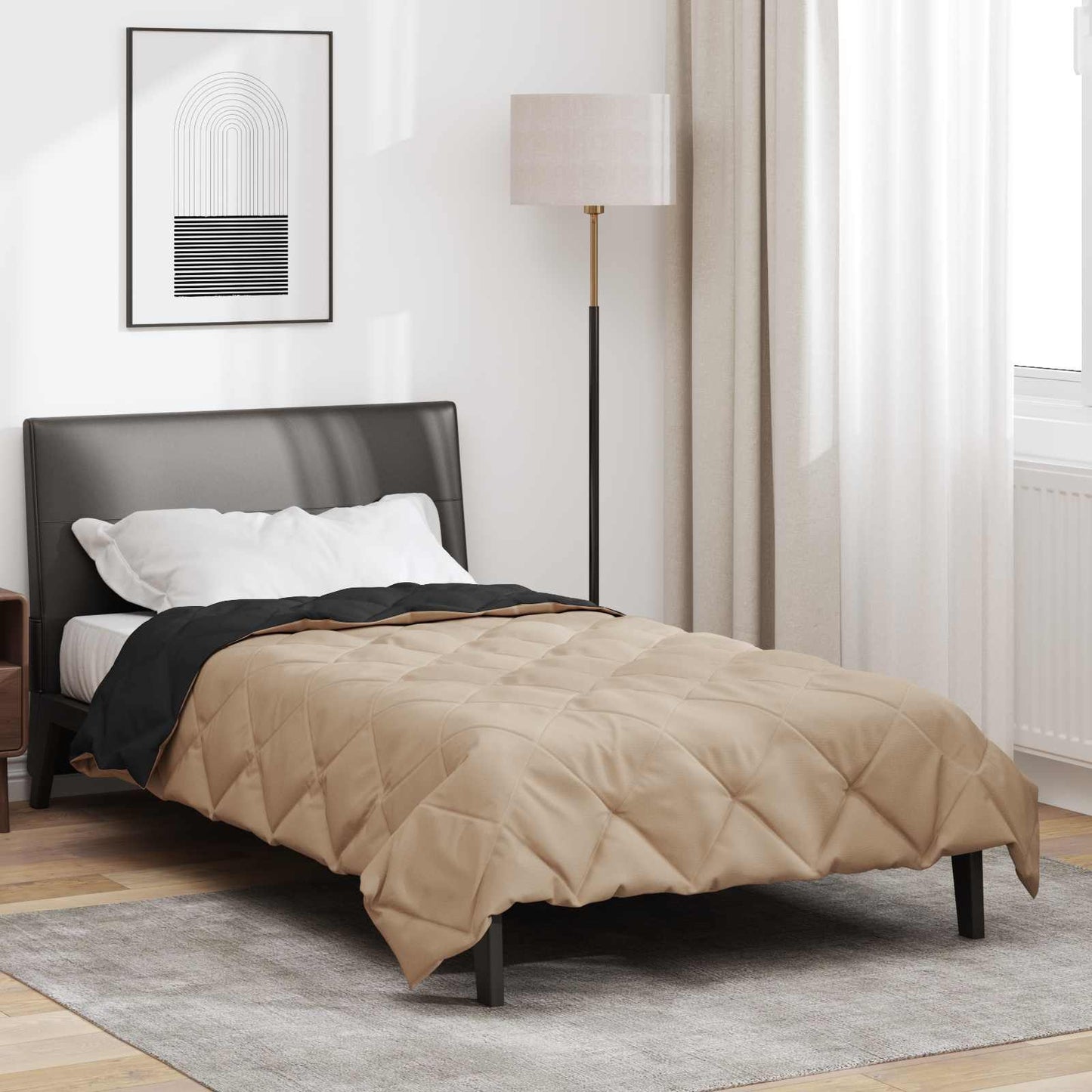 Vol jaar dekbed Zwart en Taupe 140 x 200 cm Microfiber is nu te koop bij PeponiXL, paradijselijk wonen!