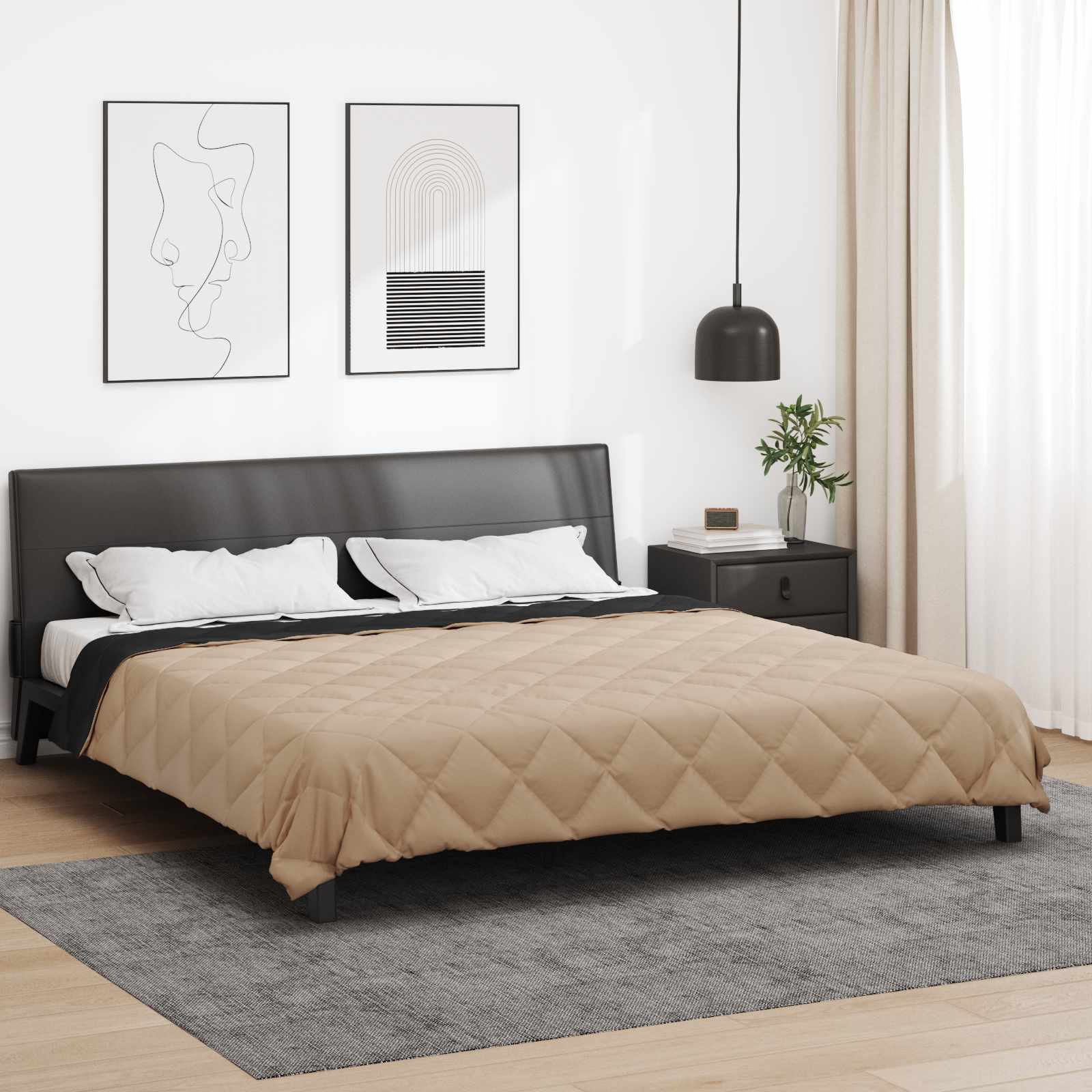 Vol jaar dekbed Zwart en Taupe 200 x 200 cm Microfiber is nu te koop bij PeponiXL, paradijselijk wonen!