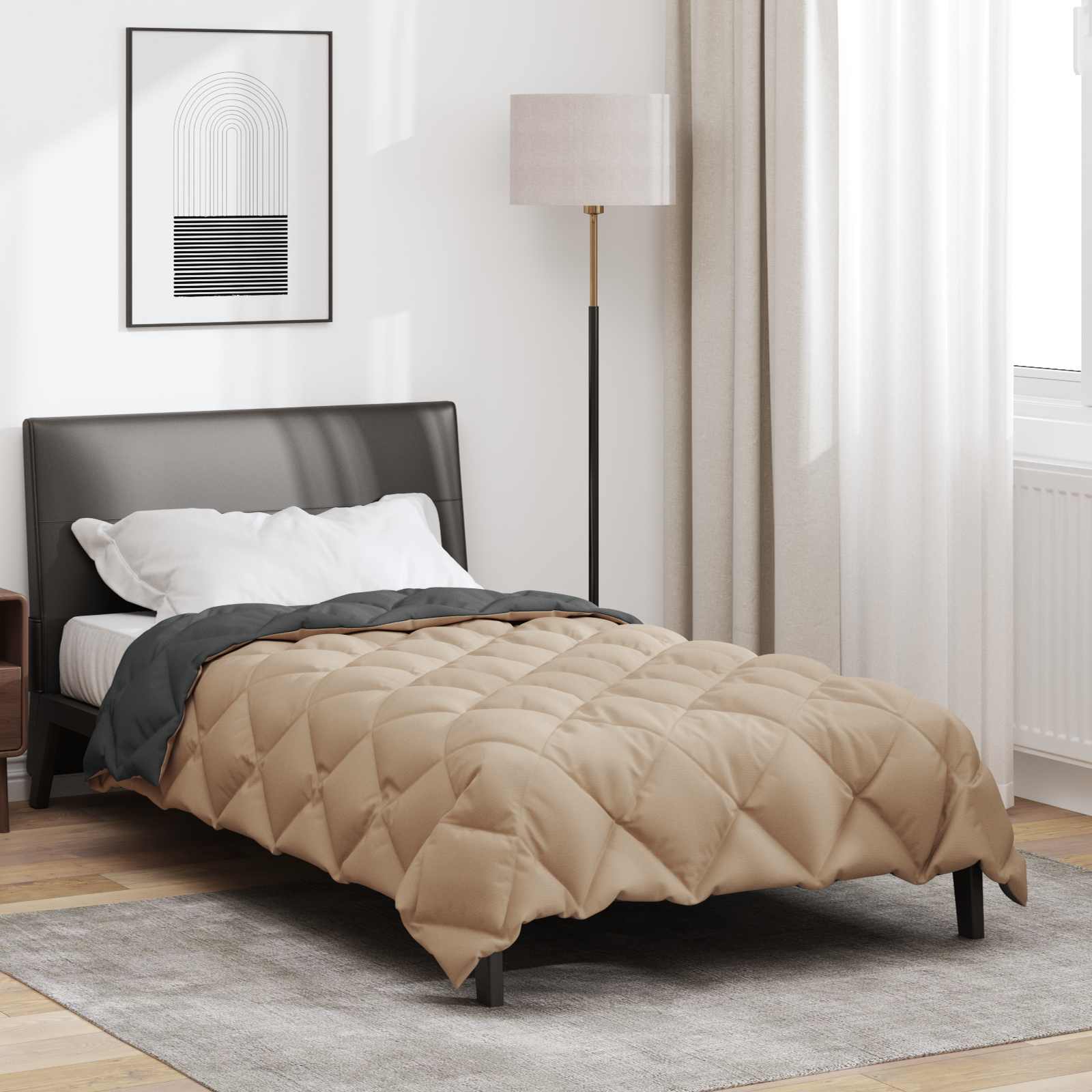 Winter Dekbed Antraciet en Taupe 135 x 220 cm Microfiber is nu te koop bij PeponiXL, paradijselijk wonen!