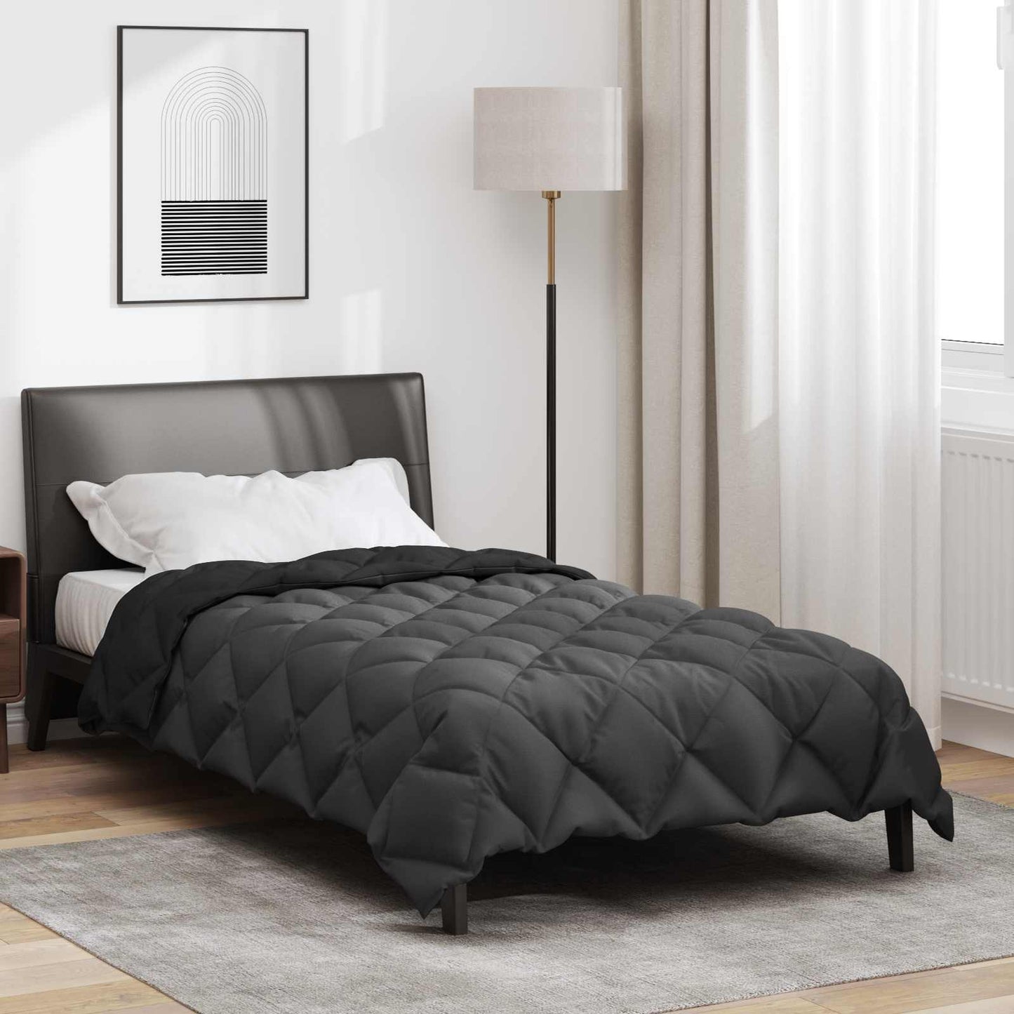 Winter Dekbed Zwart en Anthraciet 135 x 220 cm Microfiber is nu te koop bij PeponiXL, paradijselijk wonen!