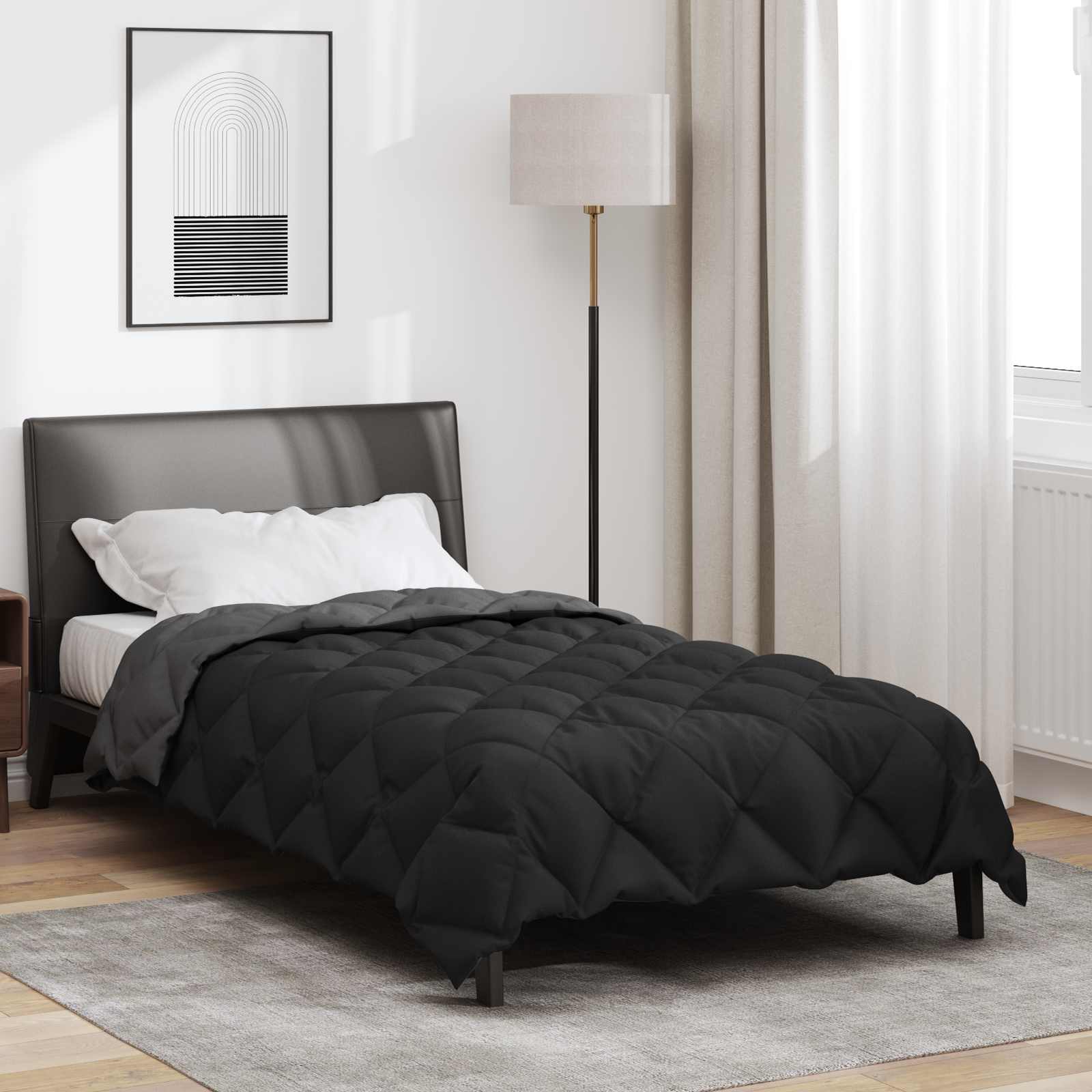 Winter Dekbed Zwart en Anthraciet 135 x 220 cm Microfiber is nu te koop bij PeponiXL, paradijselijk wonen!