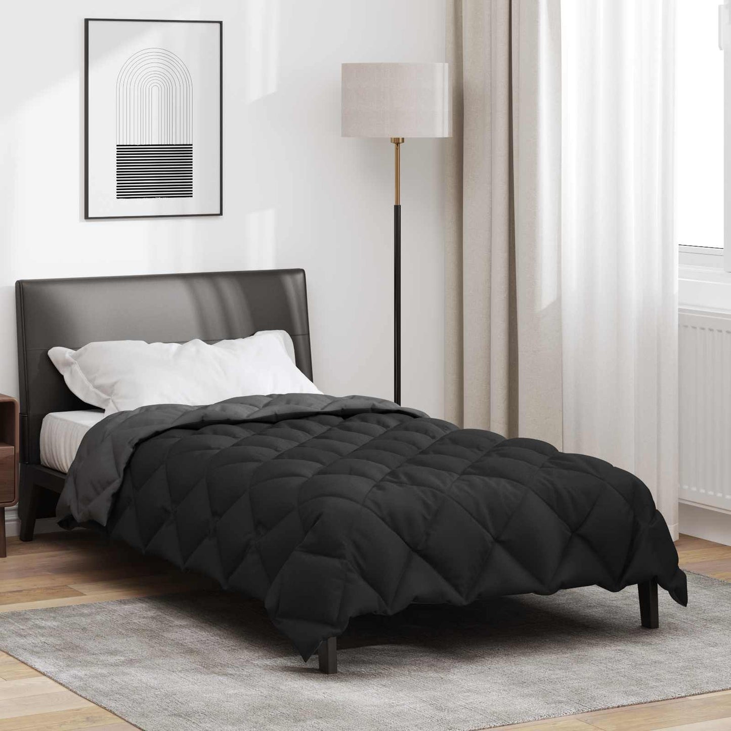 Winter Dekbed Zwart en Anthraciet 140 x 220 cm Microfiber is nu te koop bij PeponiXL, paradijselijk wonen!