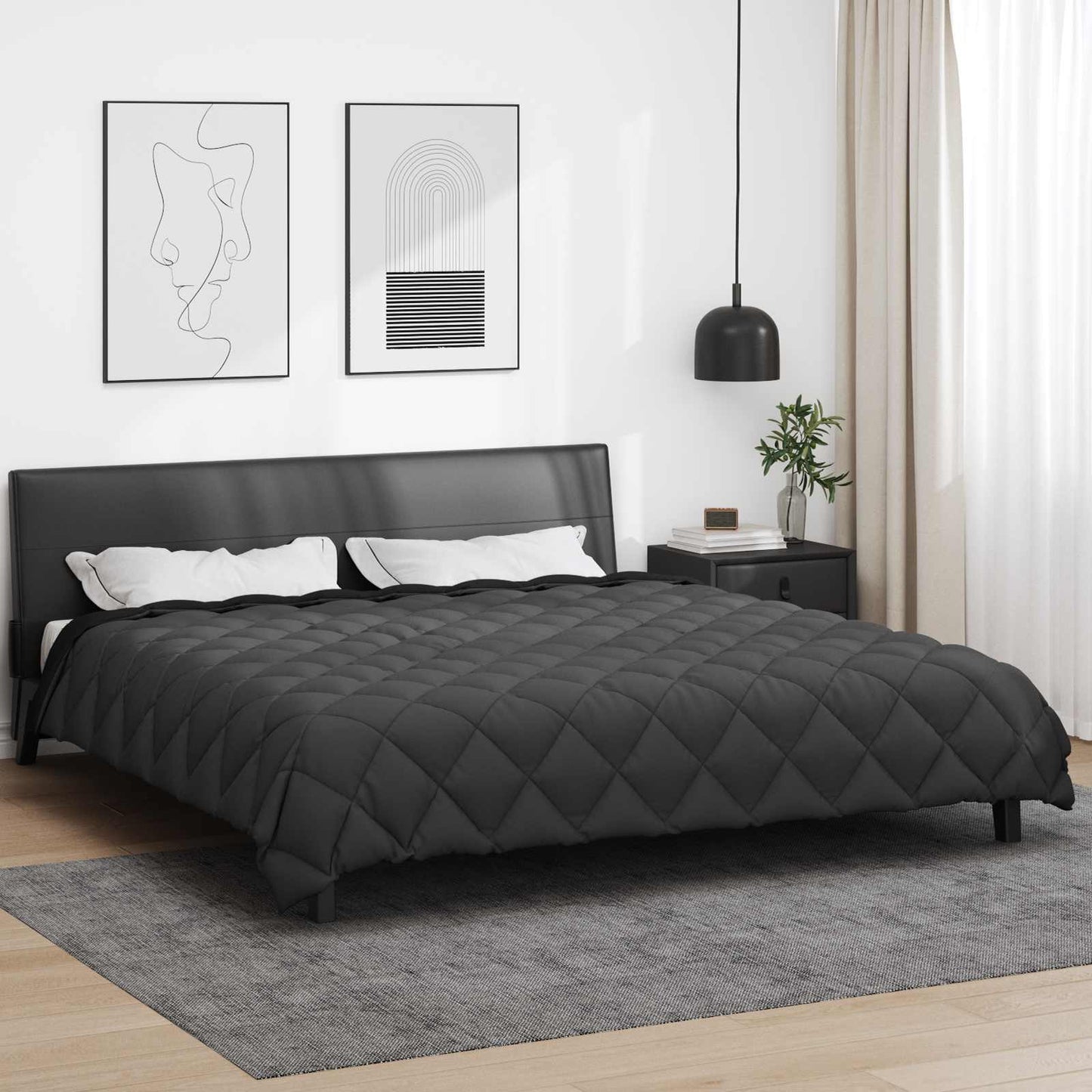 Winter Dekbed Zwart en Anthraciet 220 x 240 cm Microfiber is nu te koop bij PeponiXL, paradijselijk wonen!
