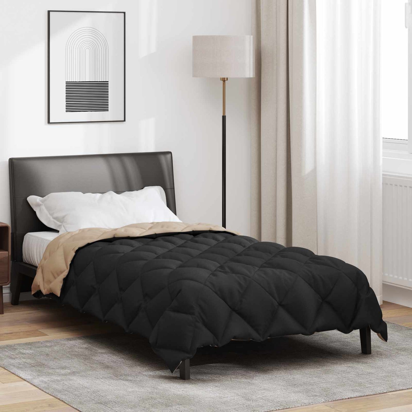 Winter Dekbed Zwart en Taupe 135 x 220 cm Microfiber is nu te koop bij PeponiXL, paradijselijk wonen!