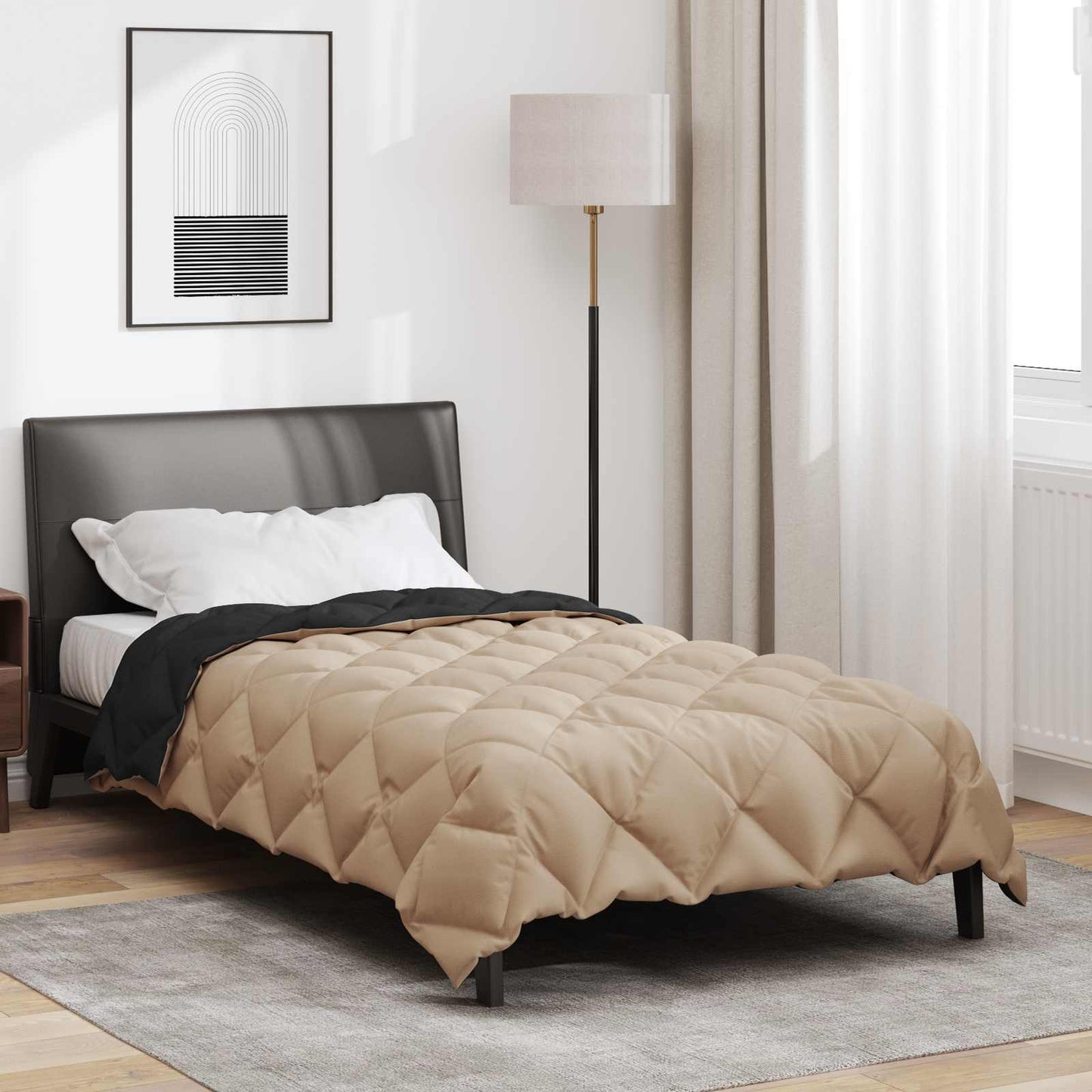 Winter Dekbed Zwart en Taupe 135 x 220 cm Microfiber is nu te koop bij PeponiXL, paradijselijk wonen!