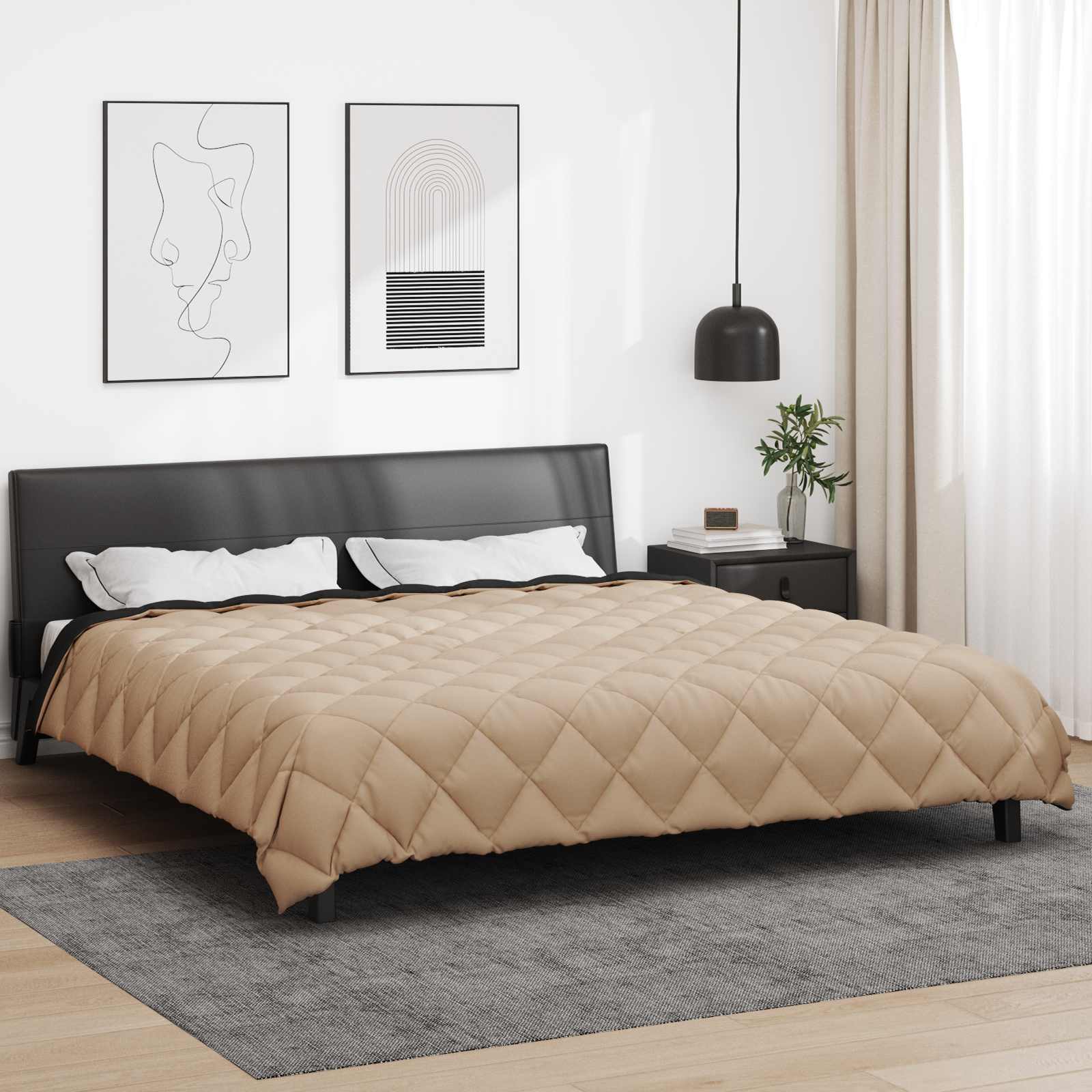 Winter Dekbed Zwart en Taupe 220 x 260 cm Microfiber is nu te koop bij PeponiXL, paradijselijk wonen!