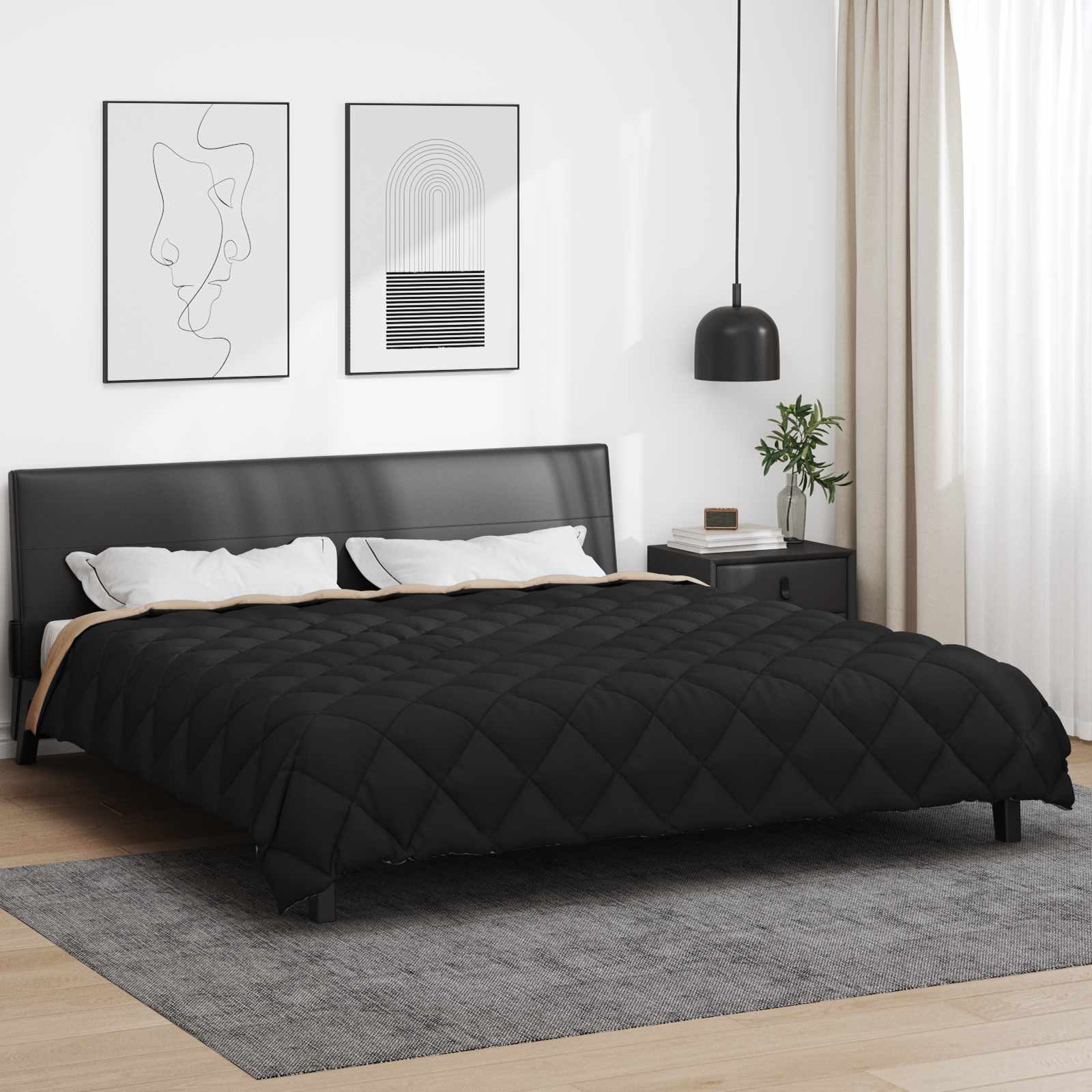 Winter Dekbed Zwart en Taupe 240 x 260 cm Microfiber is nu te koop bij PeponiXL, paradijselijk wonen!
