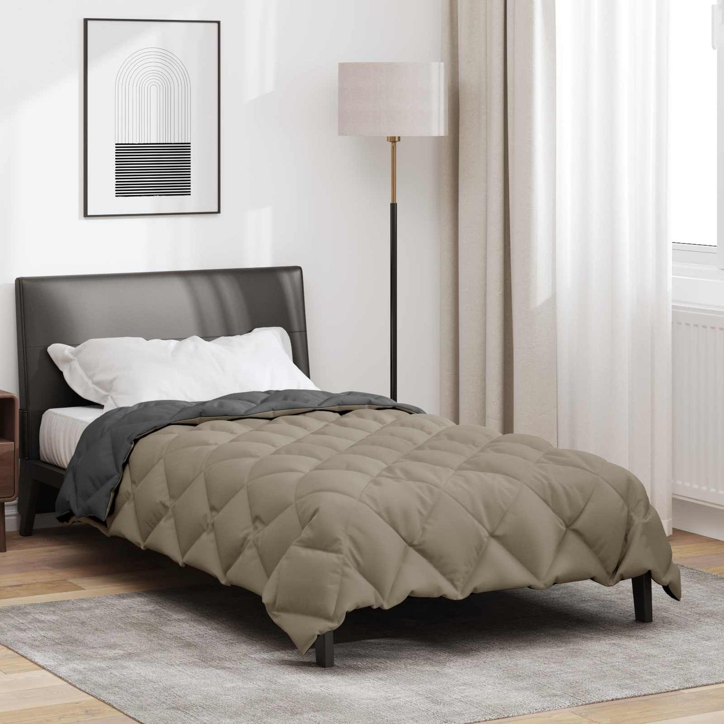 Winter Dekbed Lichtgrijs en Antraciet 155 x 220 cm Microfiber is nu te koop bij PeponiXL, paradijselijk wonen!