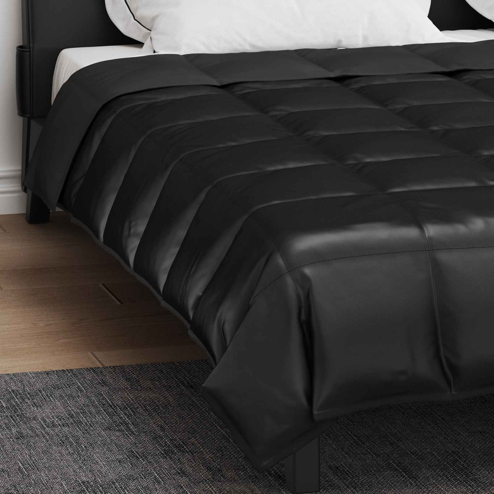 Zomer Dekbed Zwart 200 x 200 cm Satijn en Microfiber is nu te koop bij PeponiXL, paradijselijk wonen!
