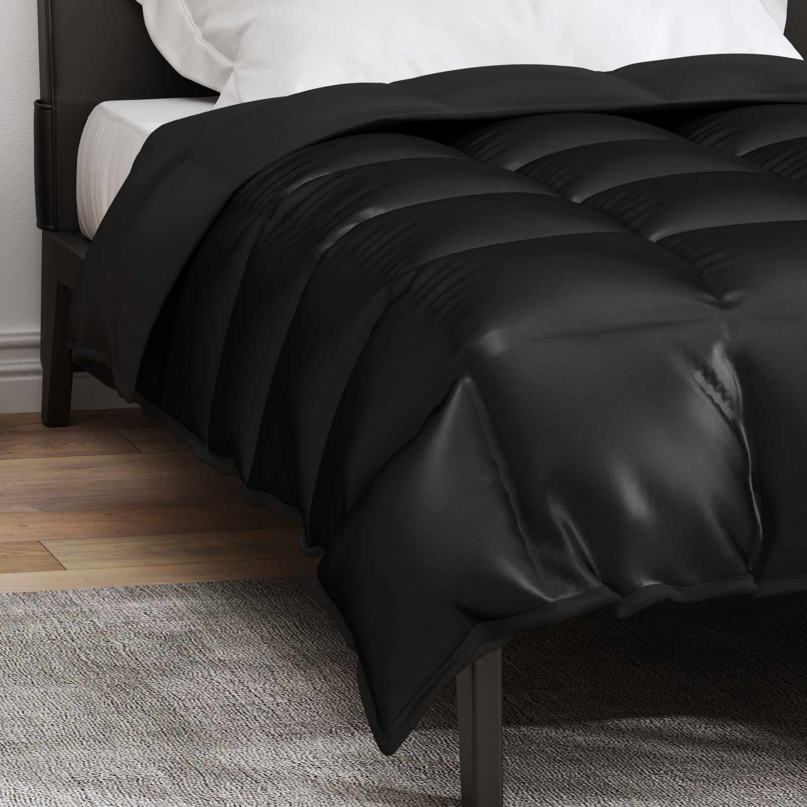 Winter Dekbed Zwart 155 x 220 cm Satijn en Microfiber is nu te koop bij PeponiXL, paradijselijk wonen!