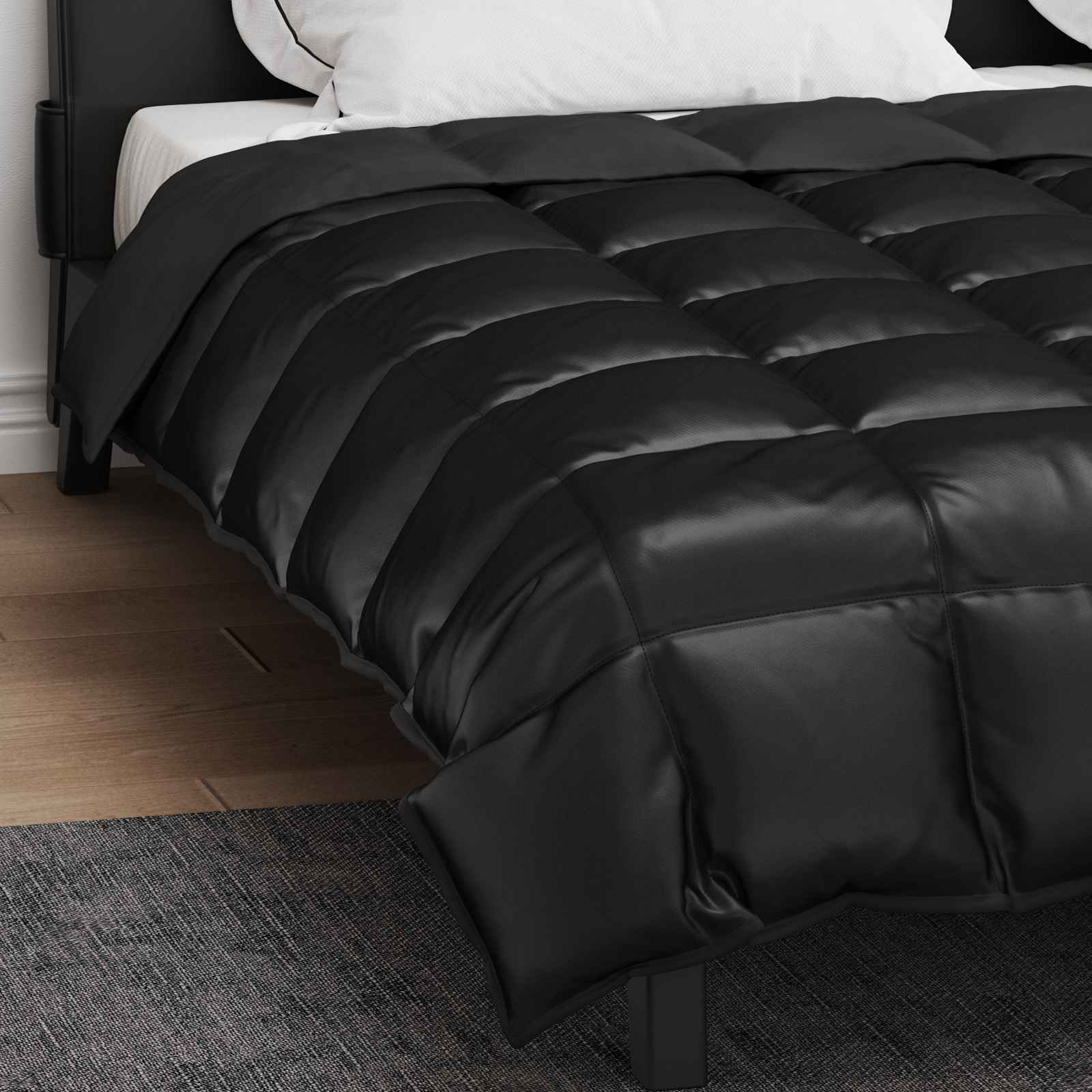 Winter Dekbed Zwart 220 x 240 cm Satijn en Microfiber is nu te koop bij PeponiXL, paradijselijk wonen!