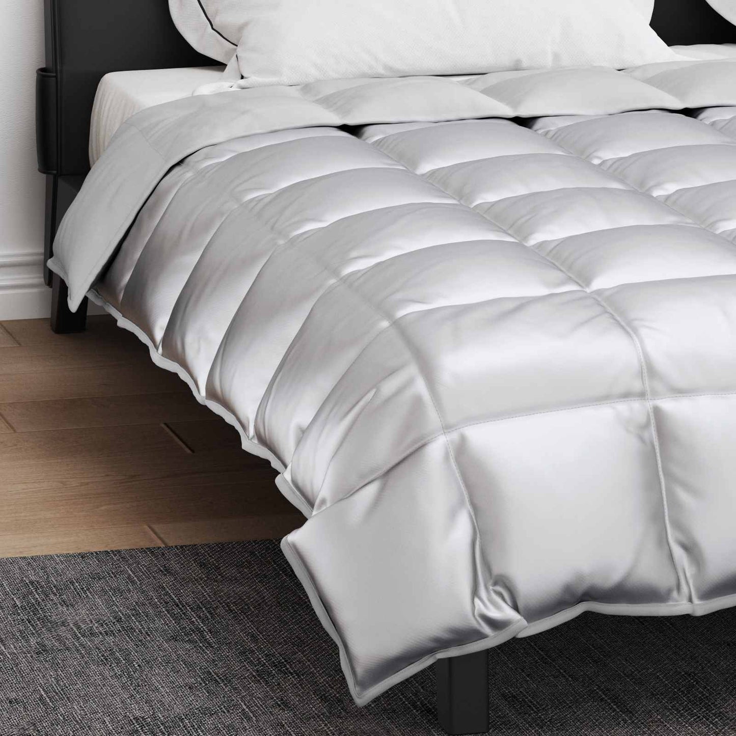 Winter Dekbed Zilver 200 x 240 cm Satijn en Microfiber is nu te koop bij PeponiXL, paradijselijk wonen!