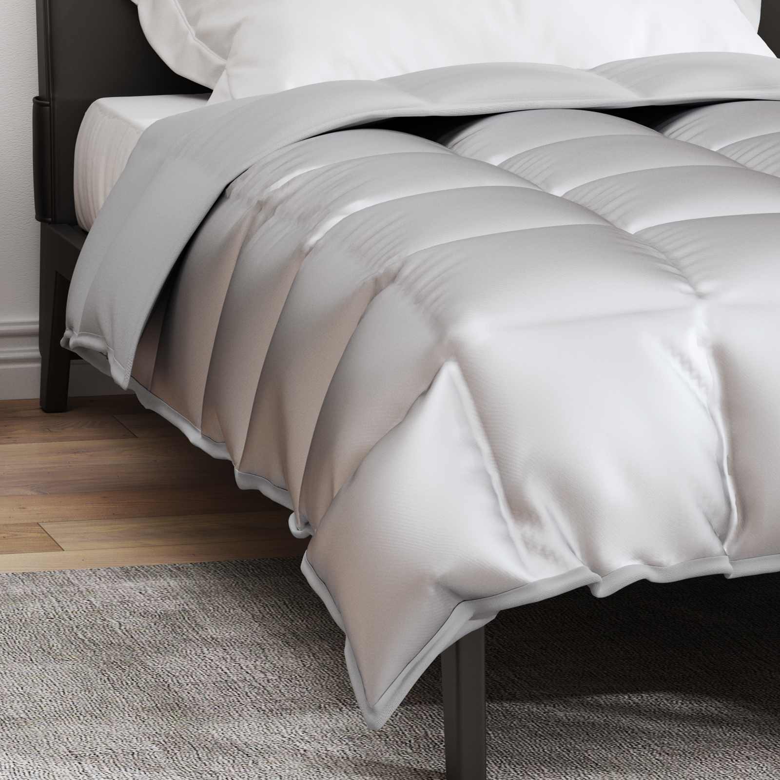 Winter Dekbed Zilver 140 x 220 cm Satijn en Microfiber is nu te koop bij PeponiXL, paradijselijk wonen!