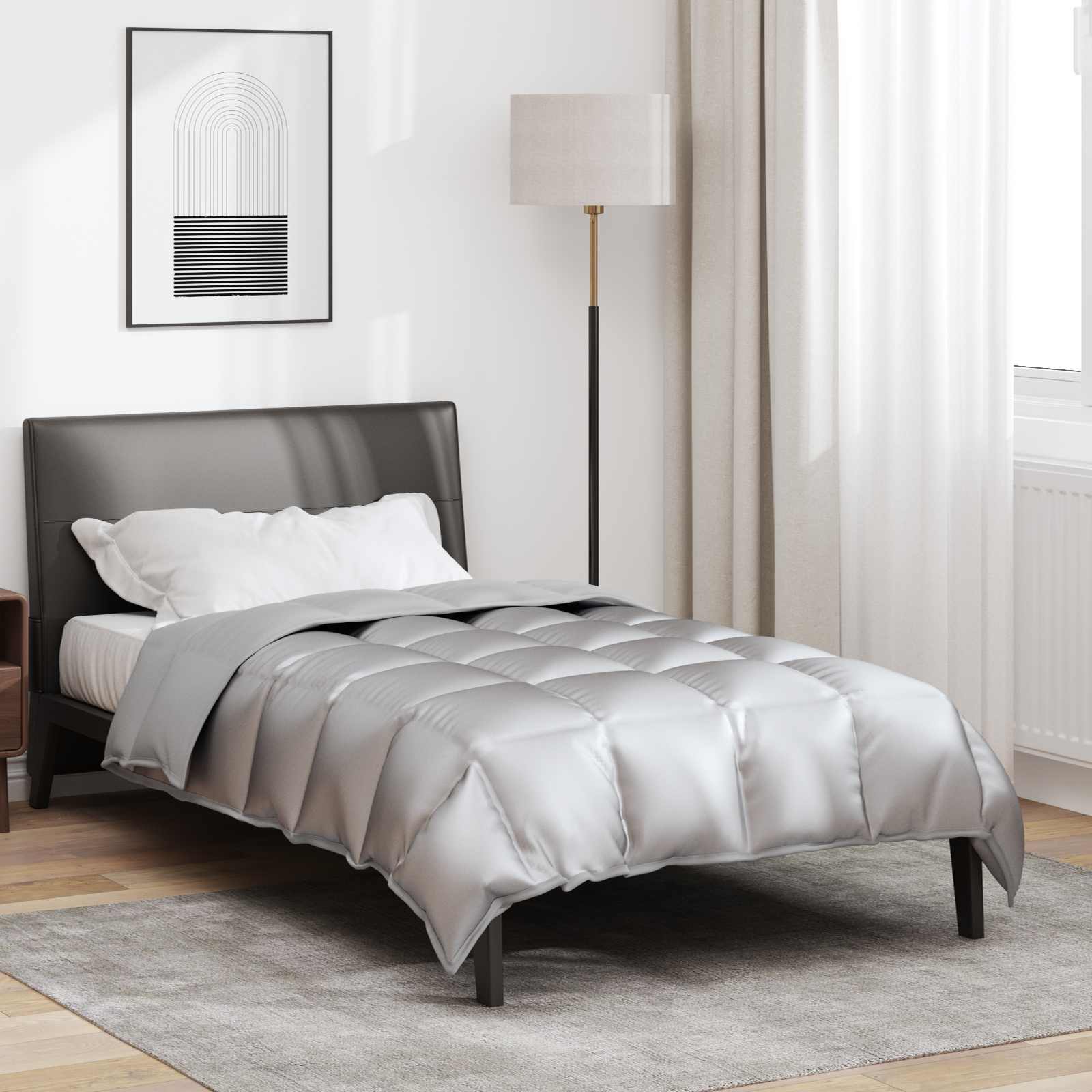 Winter Dekbed Zilver 140 x 220 cm Satijn en Microfiber is nu te koop bij PeponiXL, paradijselijk wonen!