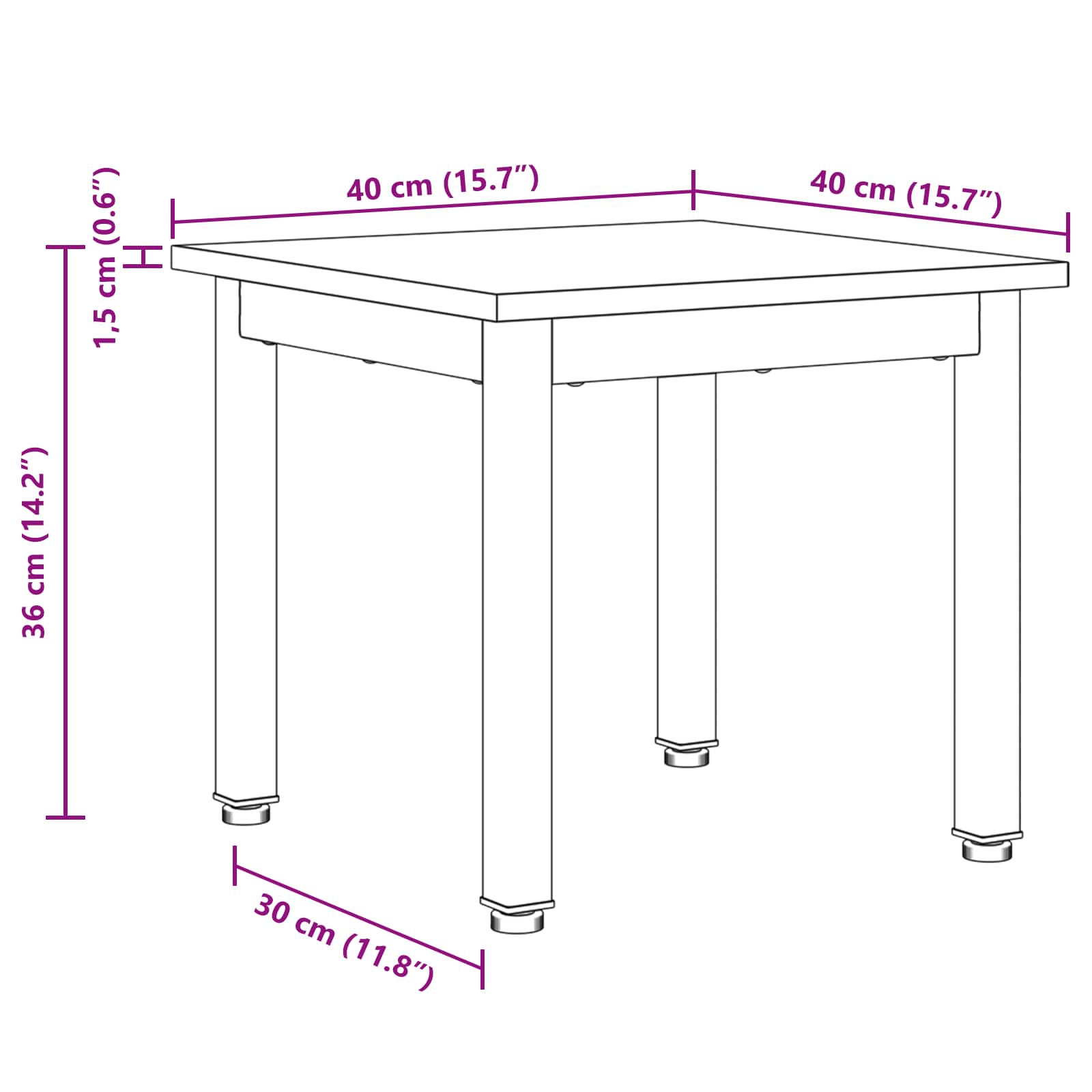 Salontafel Ambachtelijk eiken 40 x 40 x 36 cm Bewerkt hout is nu te koop bij PeponiXL, paradijselijk wonen!
