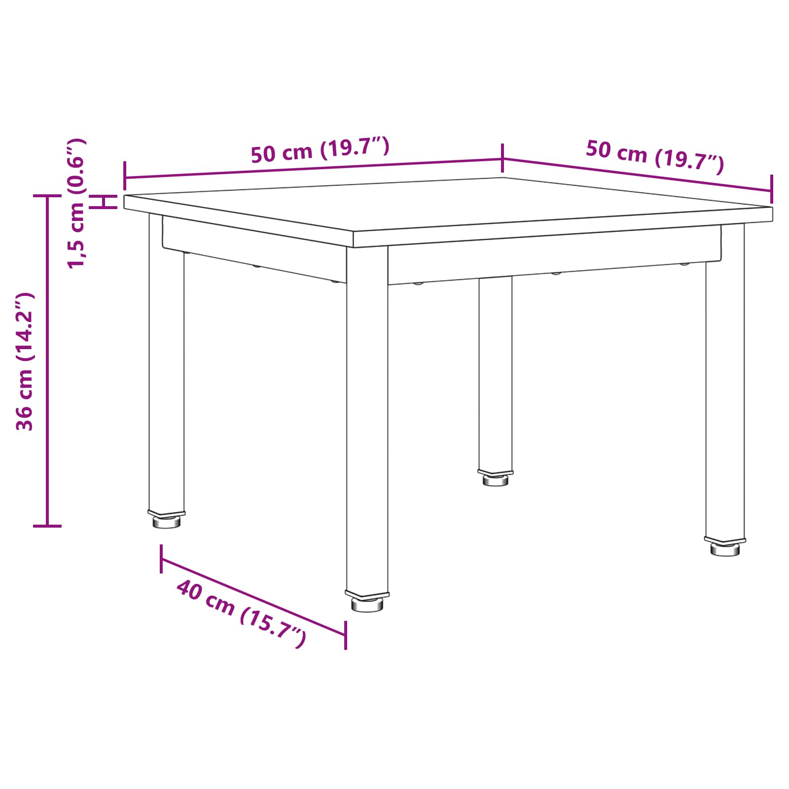 Salontafel Zwart Eiken 50 x 50 x 36 cm Bewerkt hout is nu te koop bij PeponiXL, paradijselijk wonen!