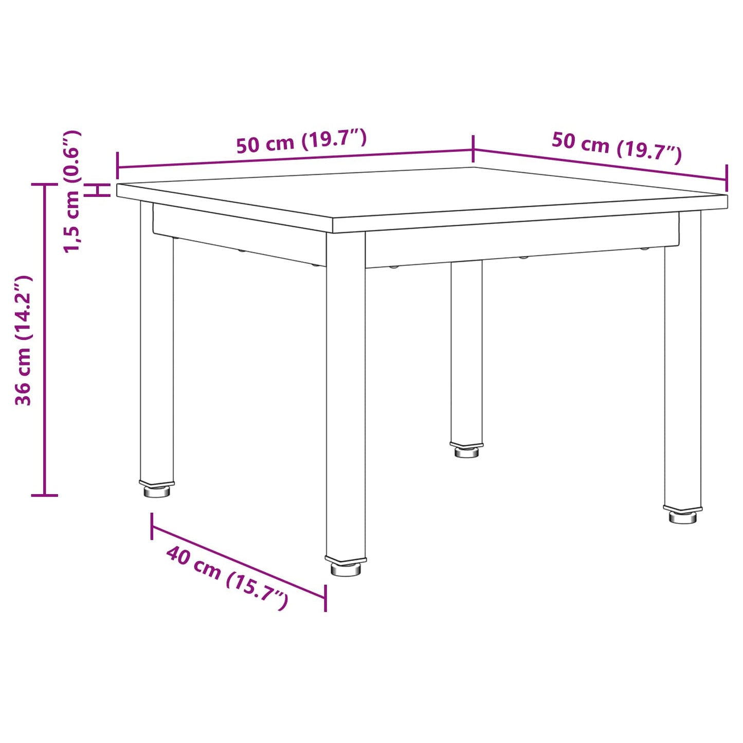 Salontafel Sonoma 50 x 50 x 36 cm Bewerkt hout is nu te koop bij PeponiXL, paradijselijk wonen!