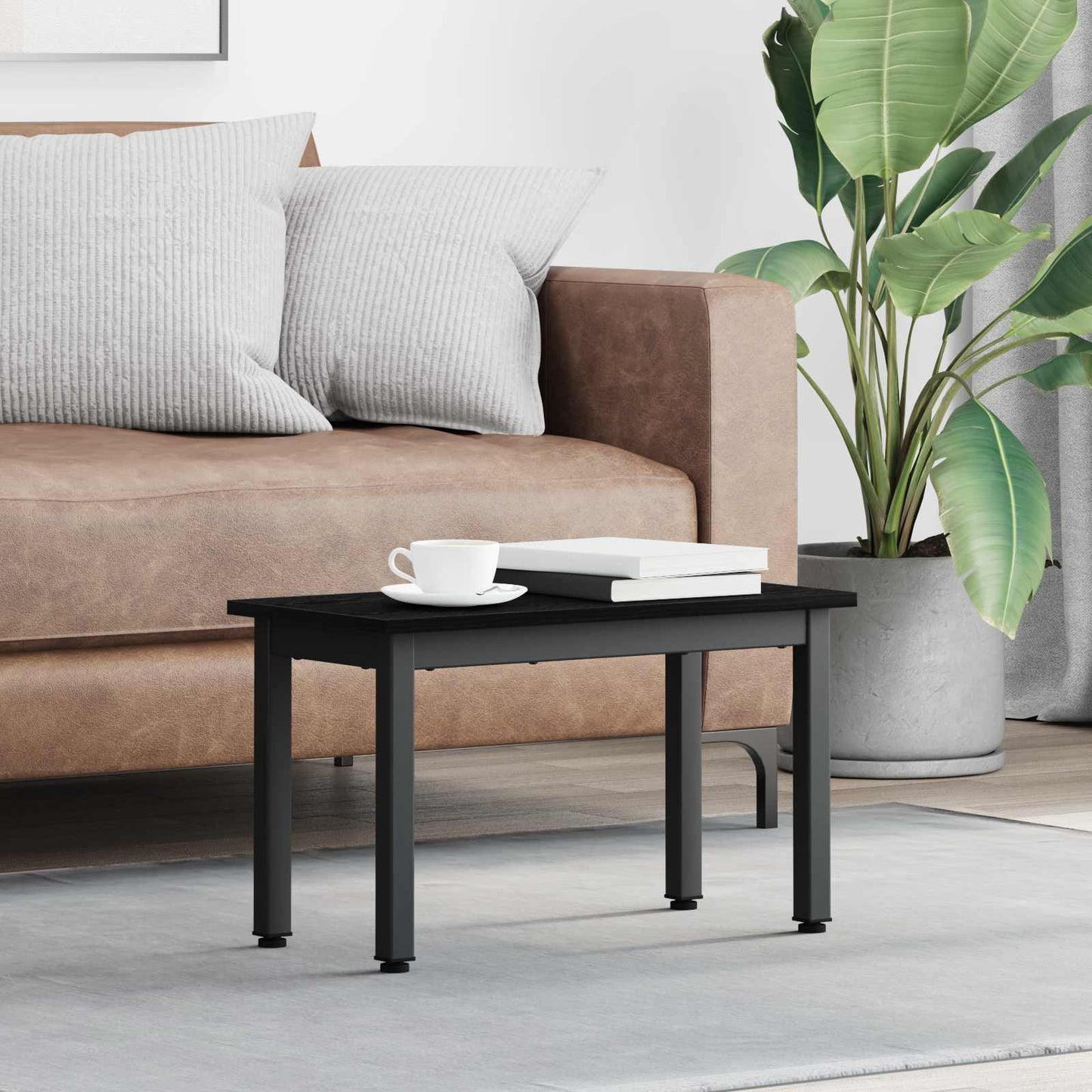 Salontafel Zwart Eiken 60 x 30 x 36 cm Bewerkt hout is nu te koop bij PeponiXL, paradijselijk wonen!