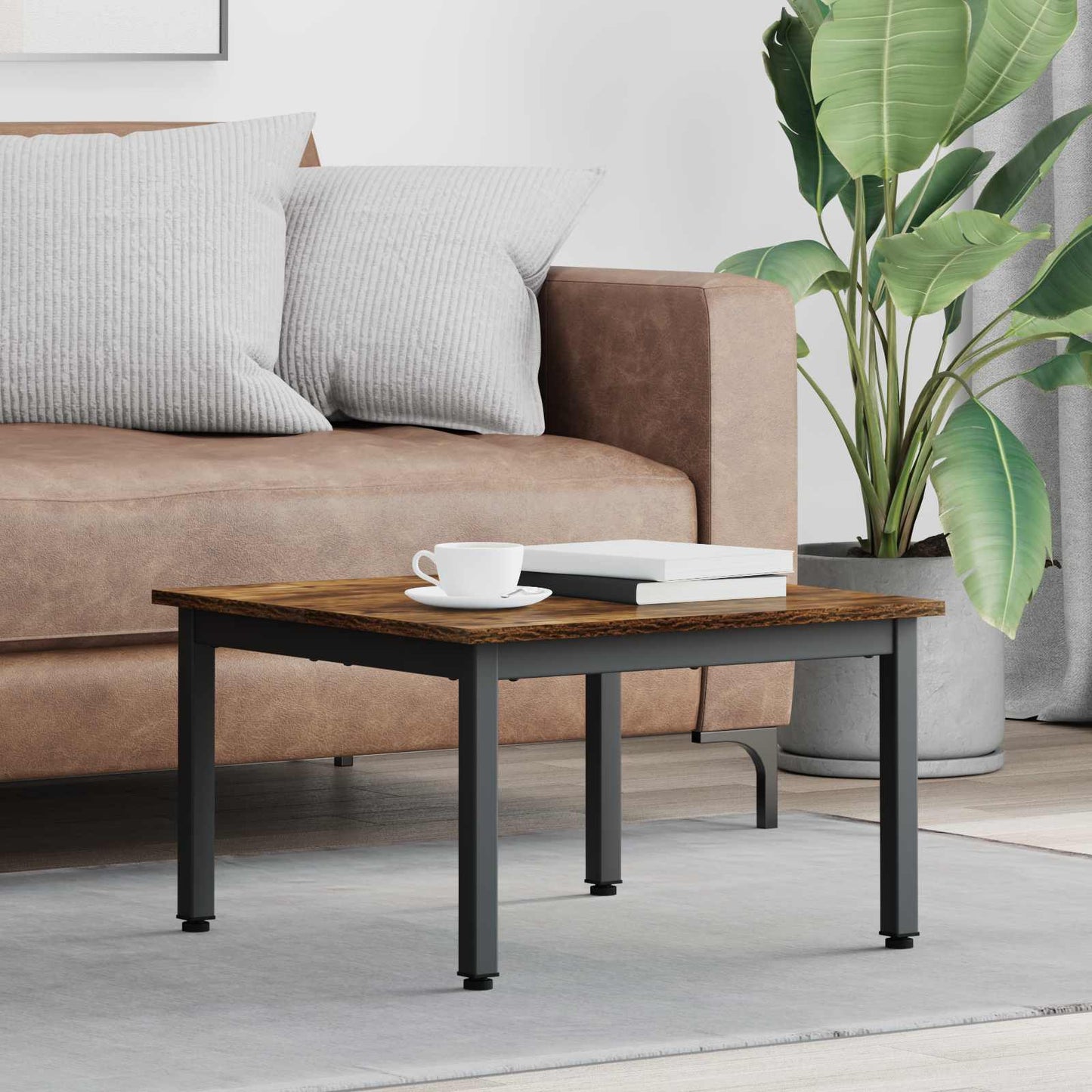 Salontafel Rook Eik 60 x 60 x 36 cm Bewerkt hout is nu te koop bij PeponiXL, paradijselijk wonen!