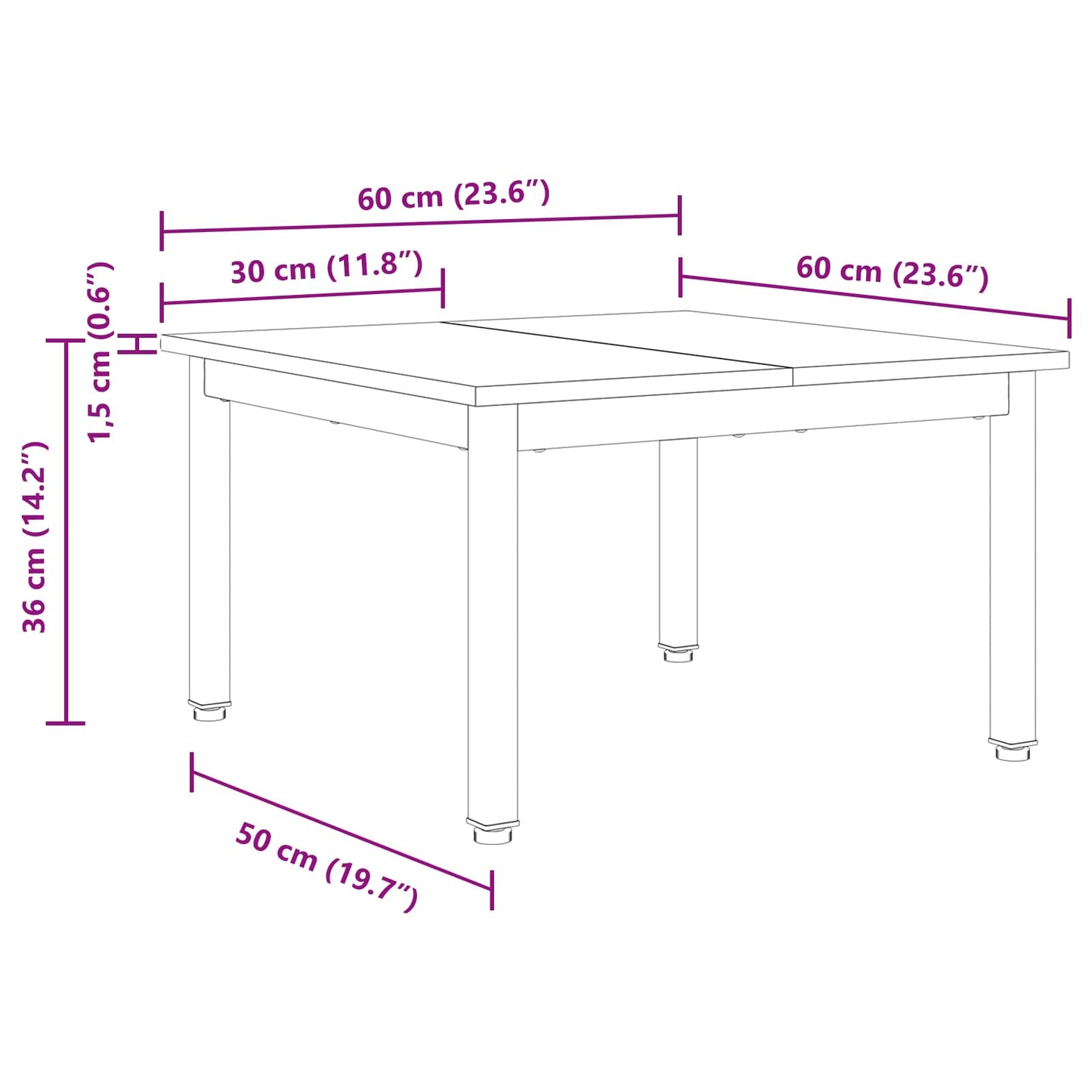 Salontafel Ambachtelijk eiken 60 x 60 x 36 cm Bewerkt hout is nu te koop bij PeponiXL, paradijselijk wonen!