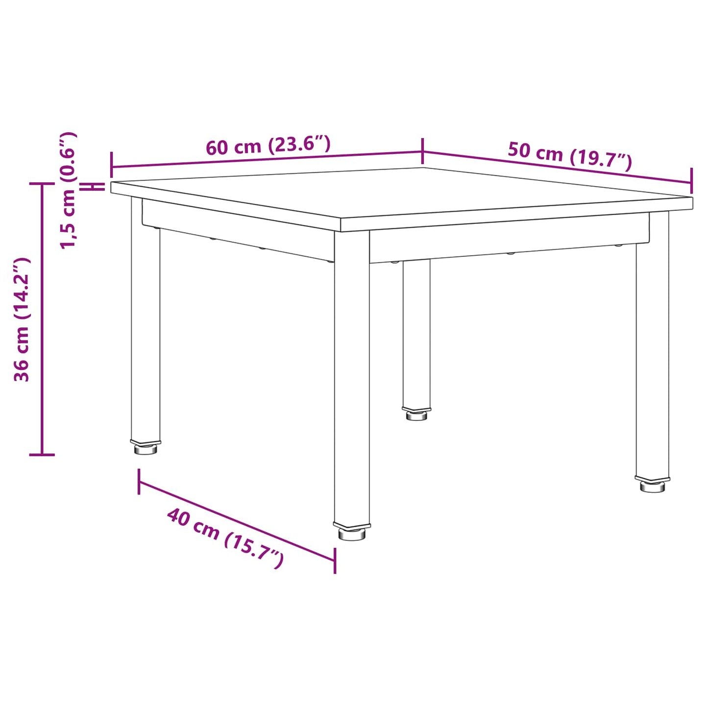Salontafel Zwart Eiken 60 x 50 x 36 cm Bewerkt hout is nu te koop bij PeponiXL, paradijselijk wonen!