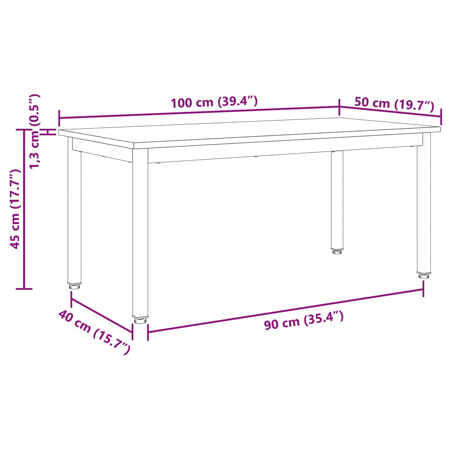 Salontafel Ambachtelijk eiken 100 x 50 x 45 cm Bewerkt hout is nu te koop bij PeponiXL, paradijselijk wonen!