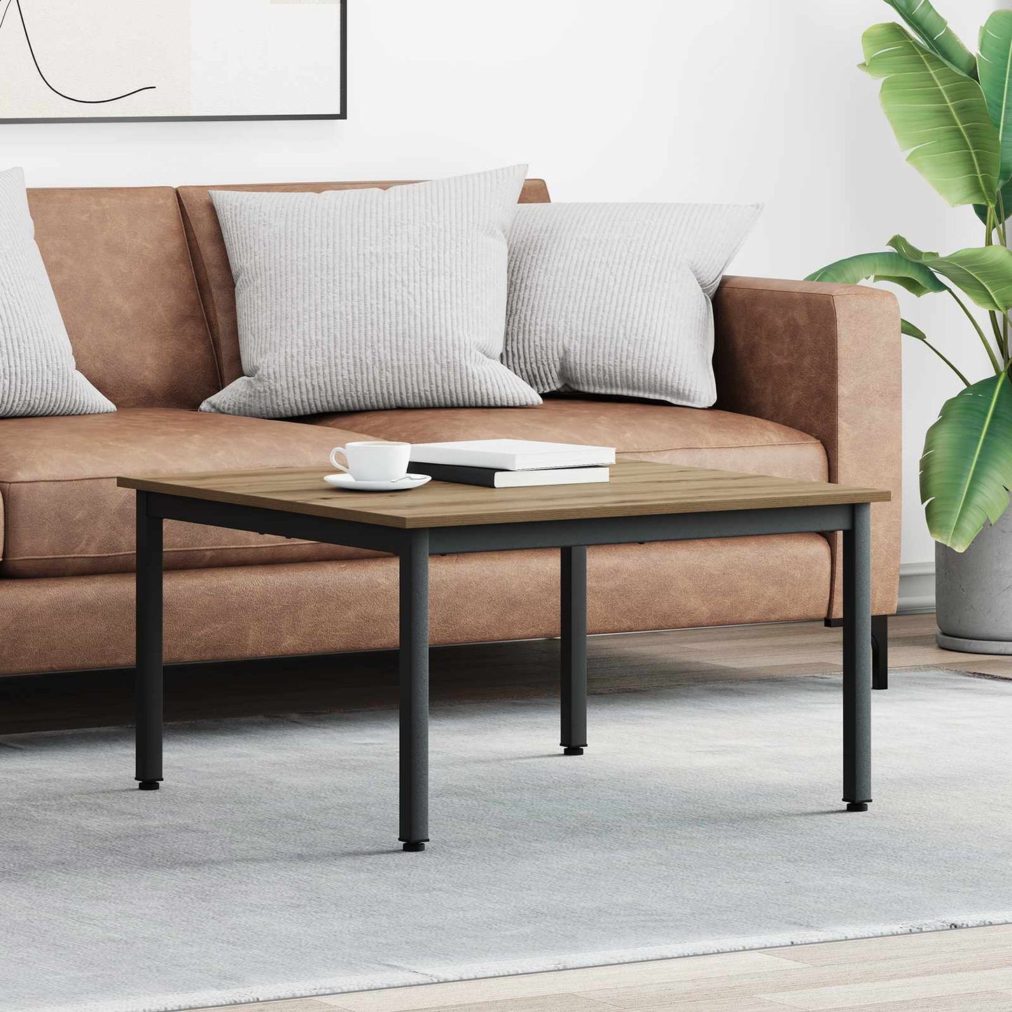 Salontafel Ambachtelijk eiken 80 x 80 x 45 cm Bewerkt hout is nu te koop bij PeponiXL, paradijselijk wonen!